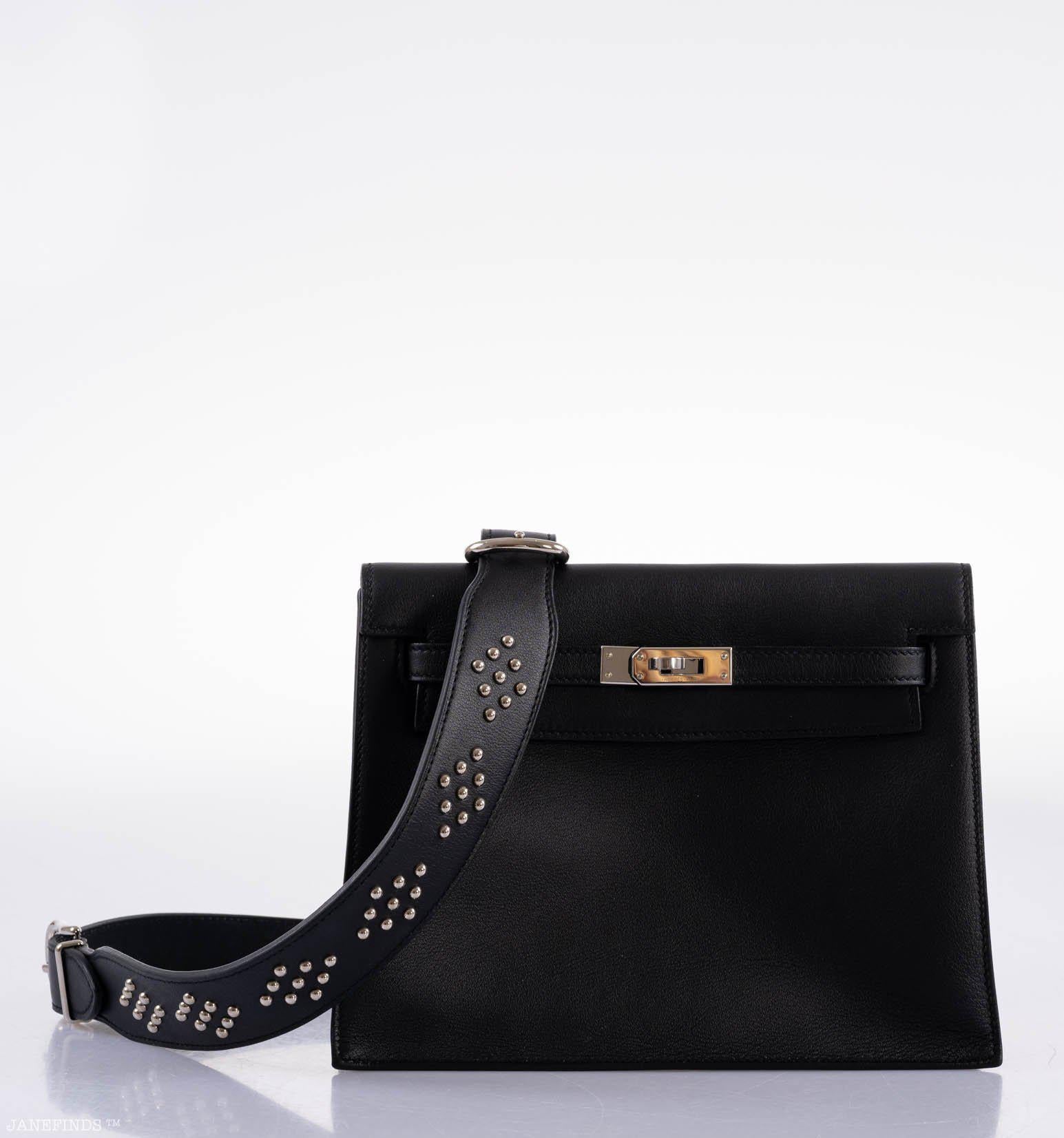 Hermès Kelly Danse II Black Swift with Palladium Hardware - 2020, Y