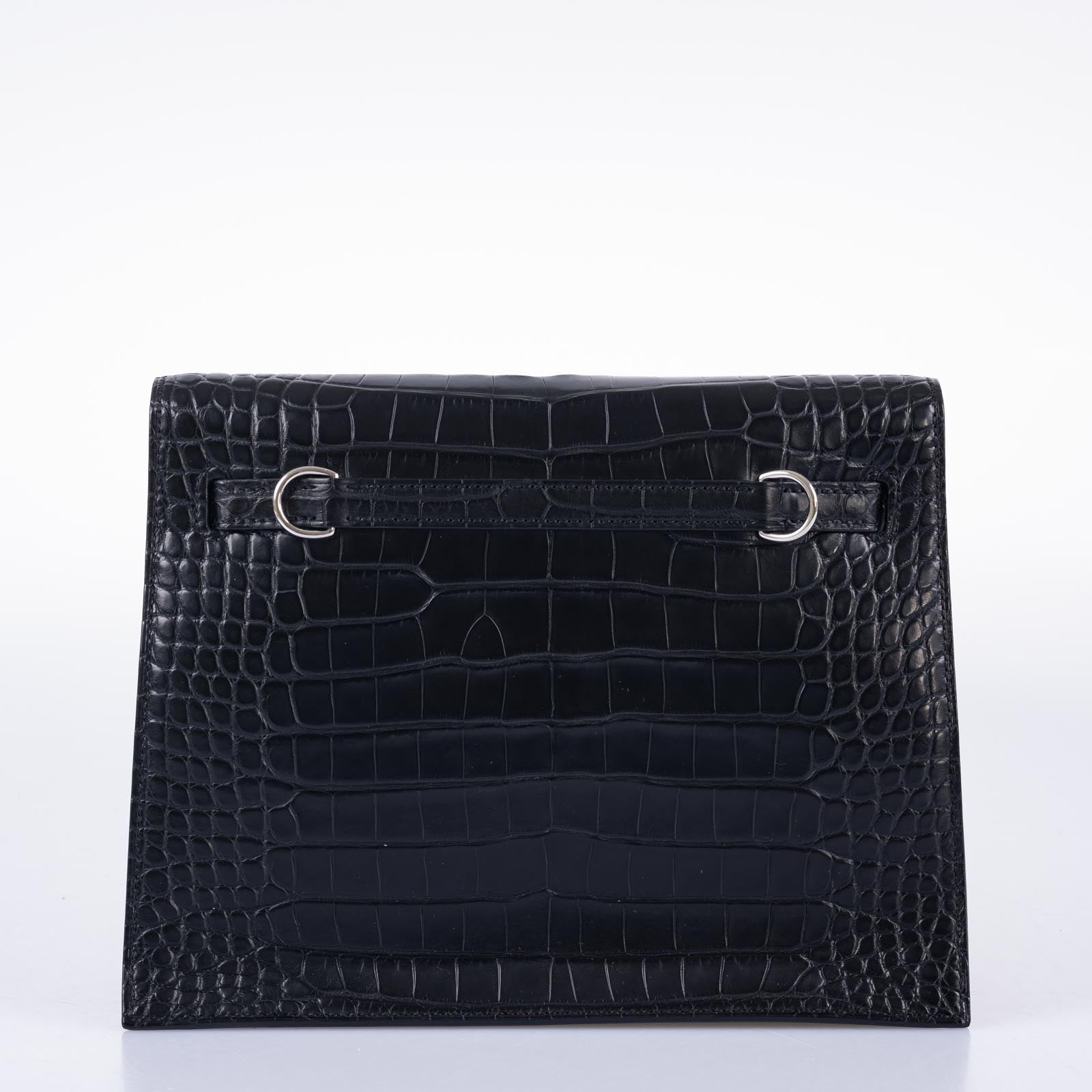 Hermès Kelly Danse II Matte Black Alligator with Palladium Hardware