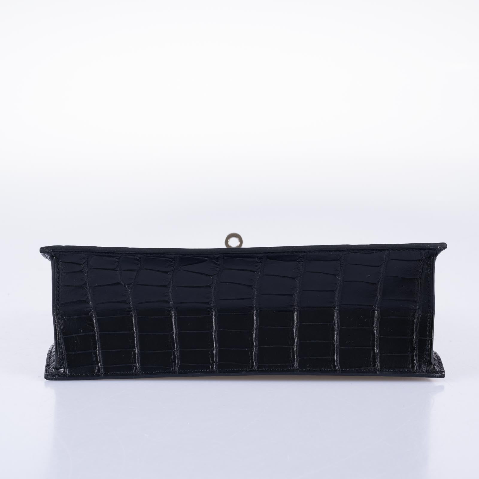 Hermès Kelly Danse II Matte Black Alligator with Palladium Hardware