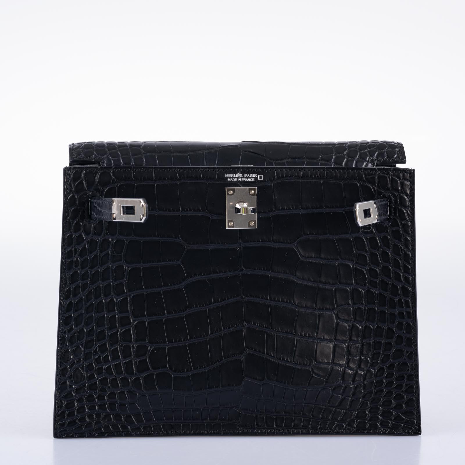 Hermès Kelly Danse II Matte Black Alligator with Palladium Hardware