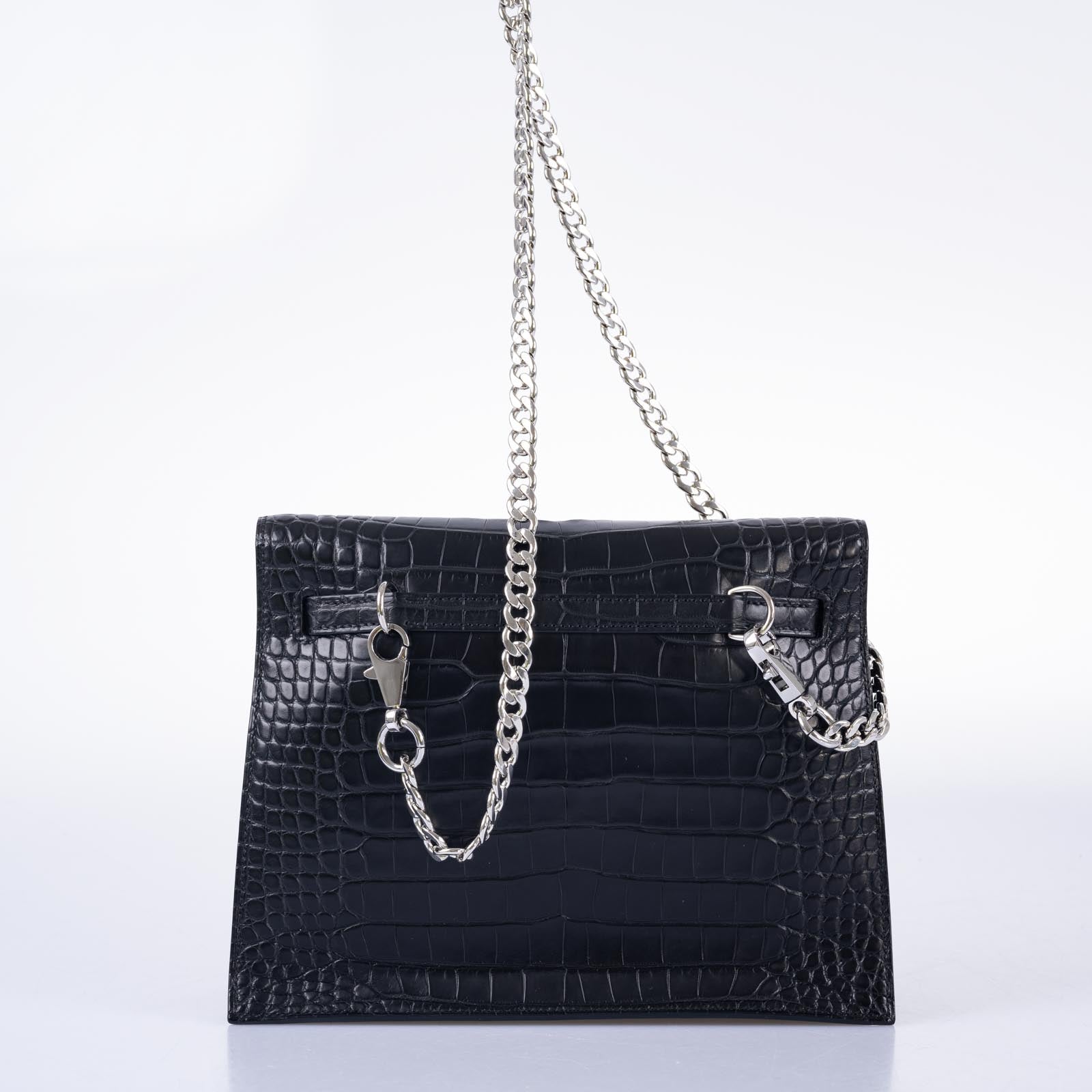 Hermès Kelly Danse II Matte Black Alligator with Palladium Hardware