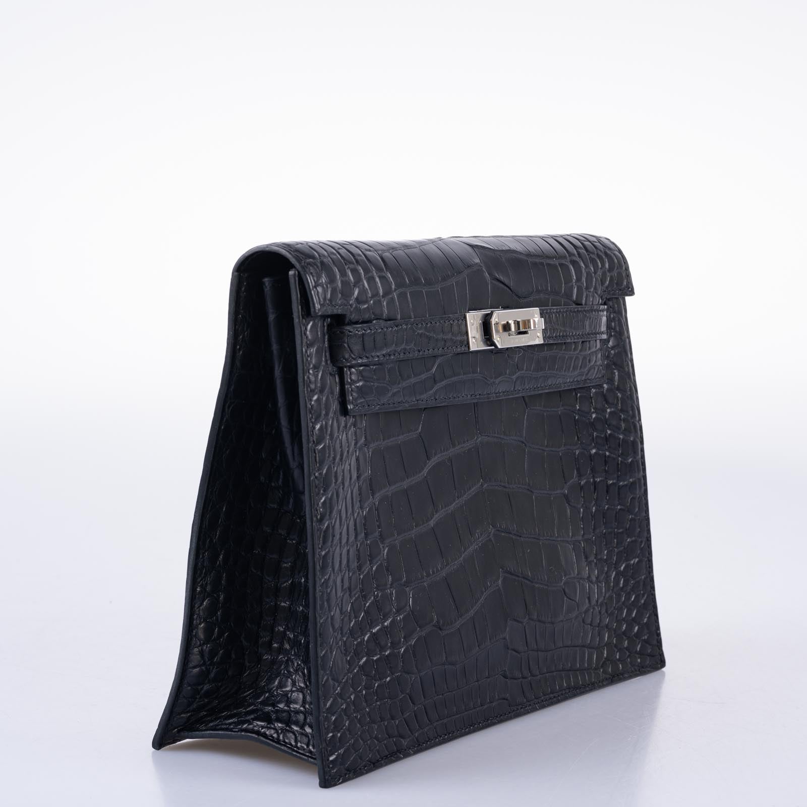 Hermès Kelly Danse II Matte Black Alligator with Palladium Hardware