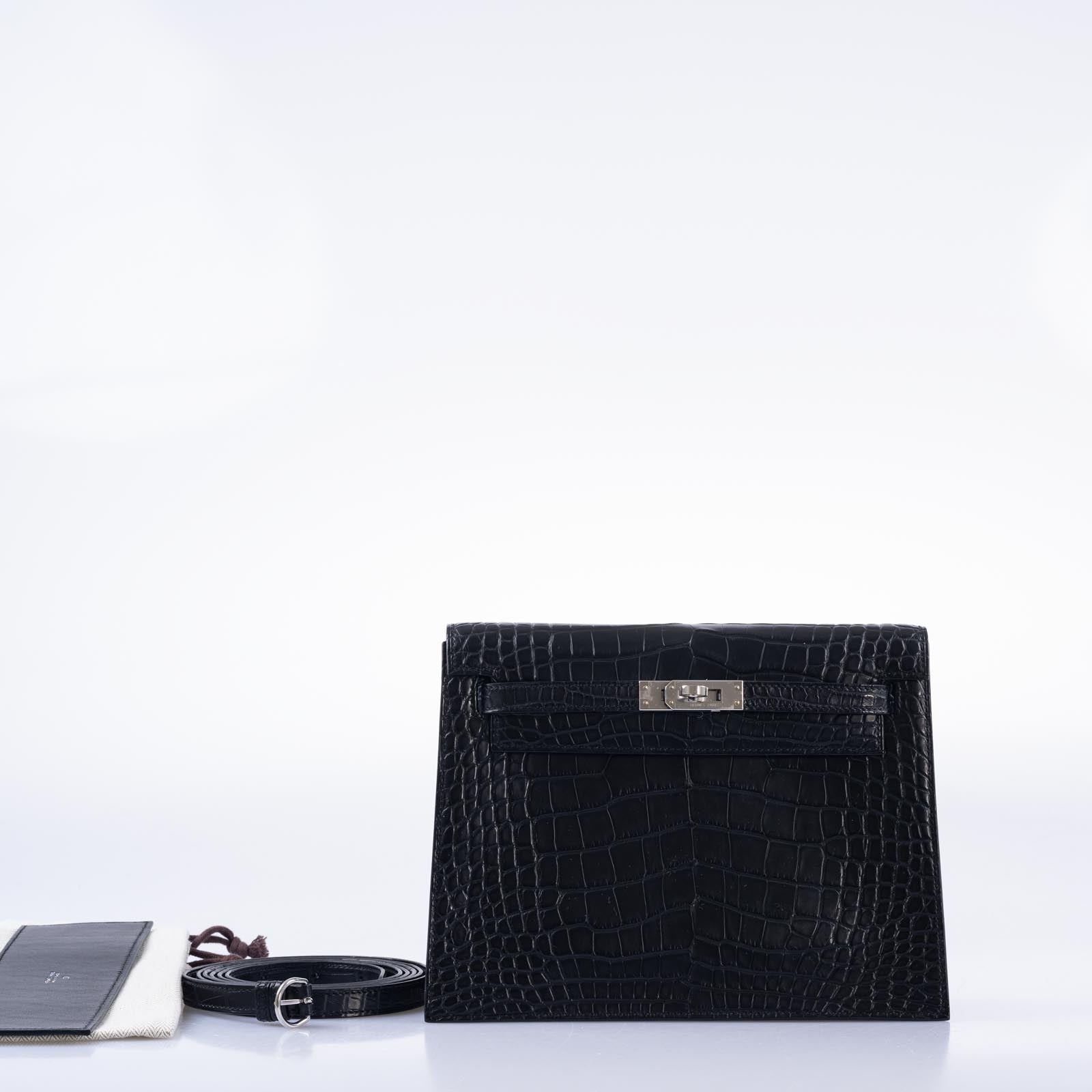 Hermès Kelly Danse II Matte Black Alligator with Palladium Hardware