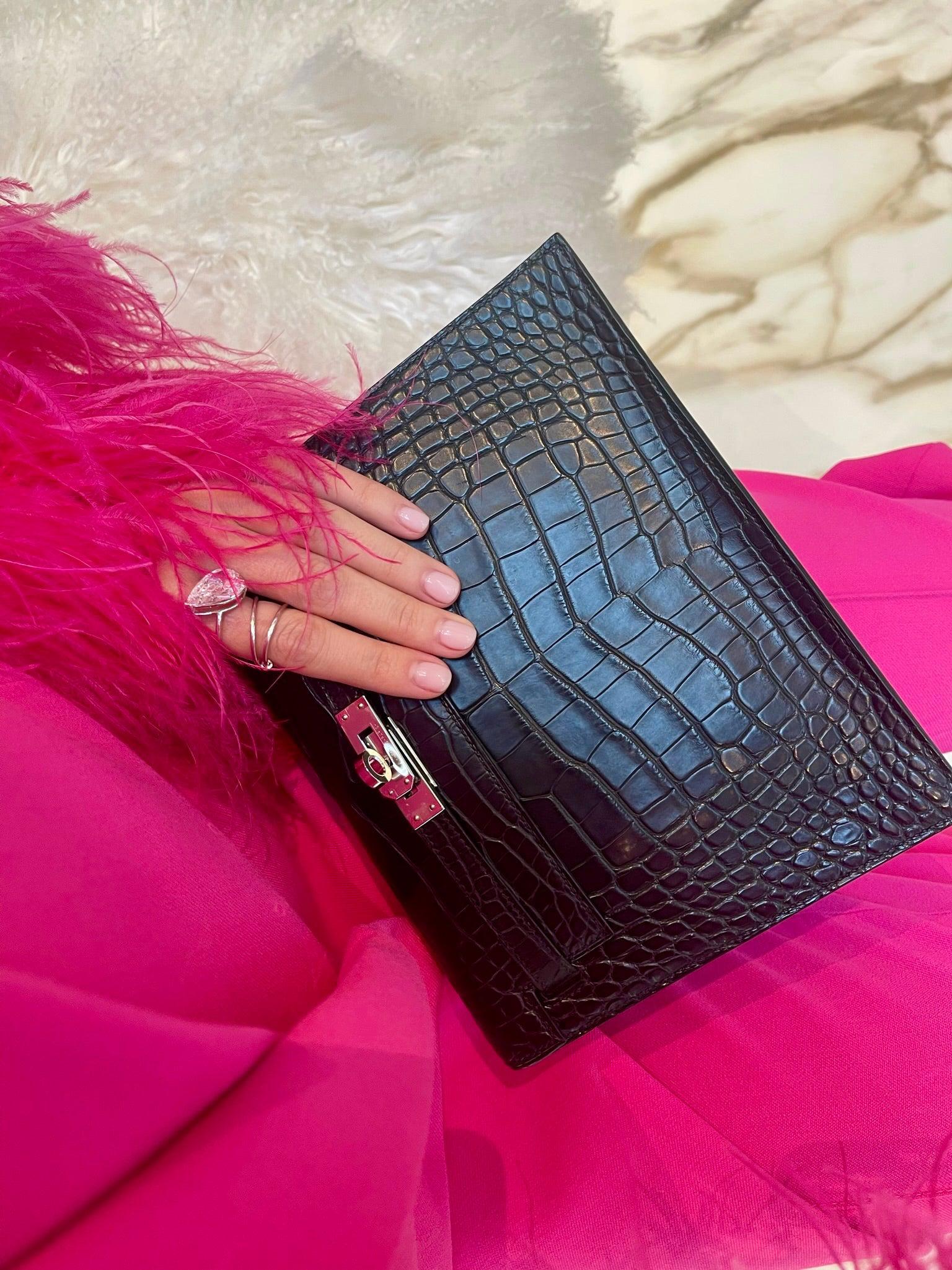 Hermès Kelly Danse II Matte Black Alligator with Palladium Hardware