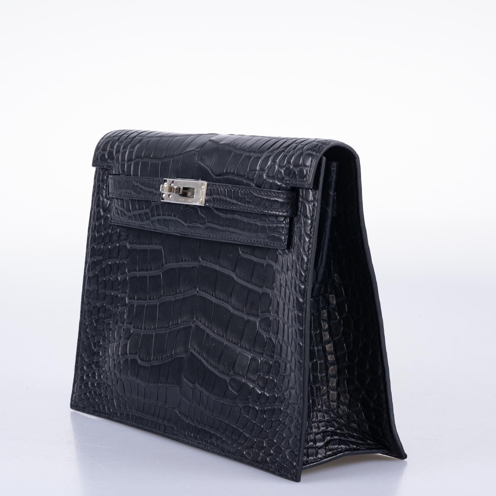 Hermès Kelly Danse II Matte Black Alligator with Palladium Hardware