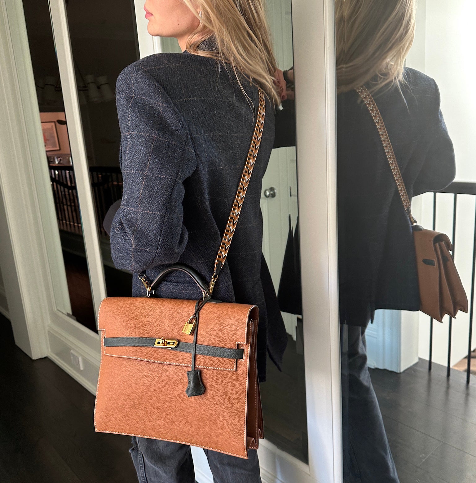 Hermès Kelly Depeches 34 HSS Briefcase Gold and Vert Cypress Clemence Gold Hardware