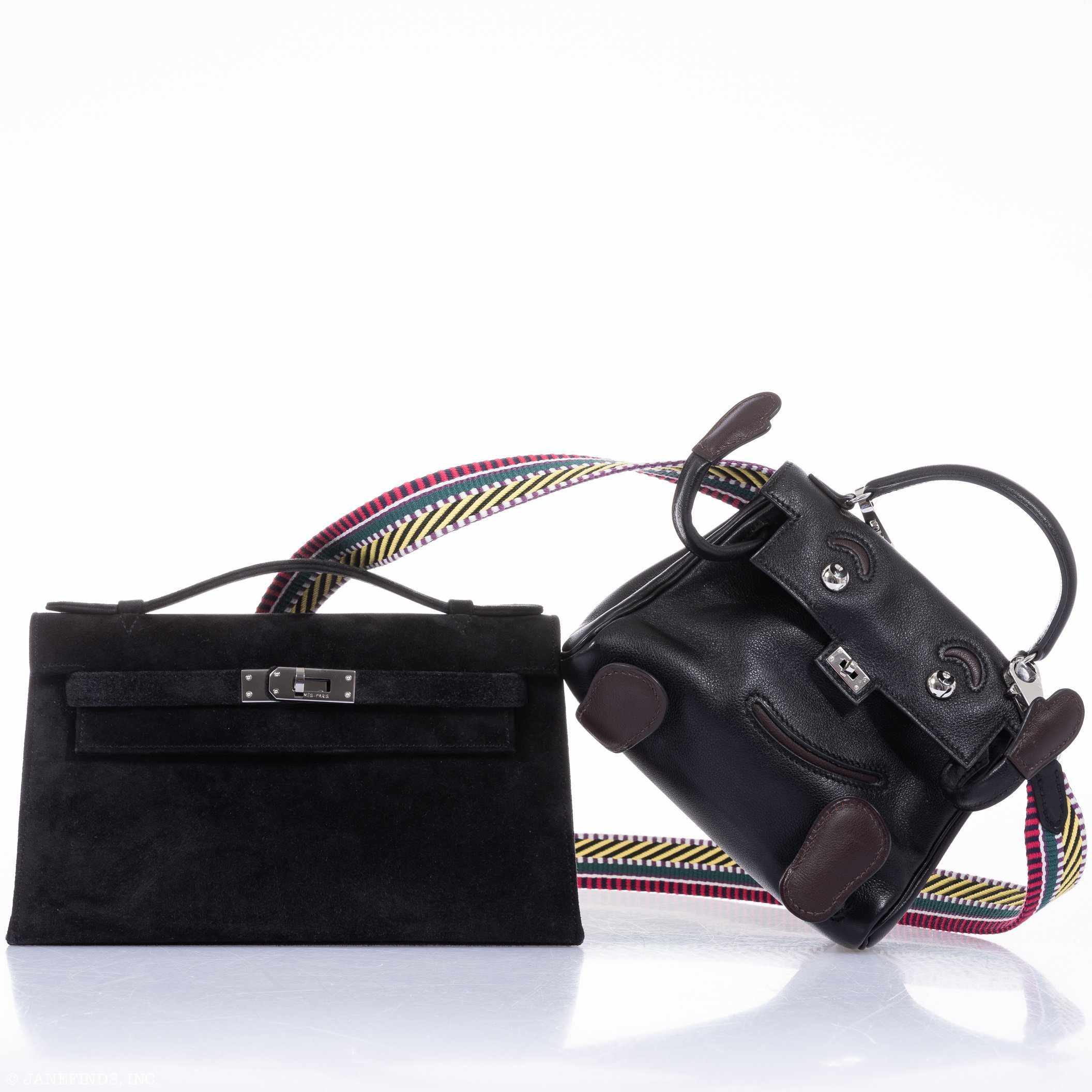 Hermès Kelly Doblis Mini Pochette Black Veau Suede Palladium Hardware