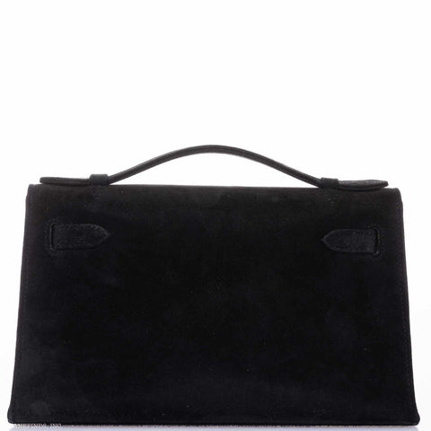 Hermès Kelly Doblis Mini Pochette Black Veau Suede - Rare