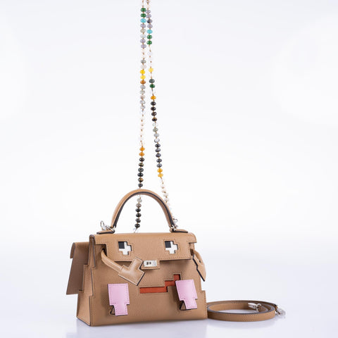Hermès Kelly Doll Quelle Idole Picto Chai and Mauve Palladium Hardware