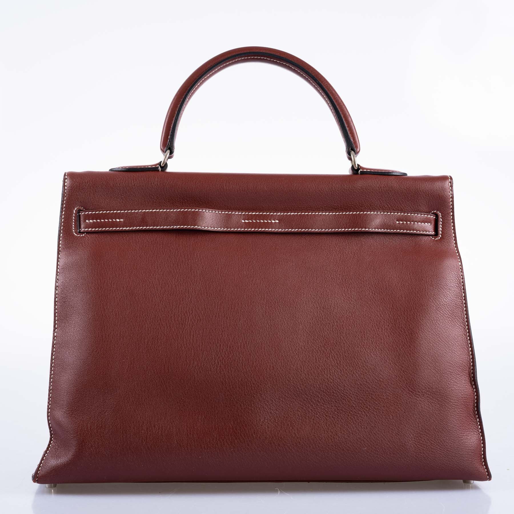 Hermès Kelly Flat 35 Rouge H Swift Palladium Hardware