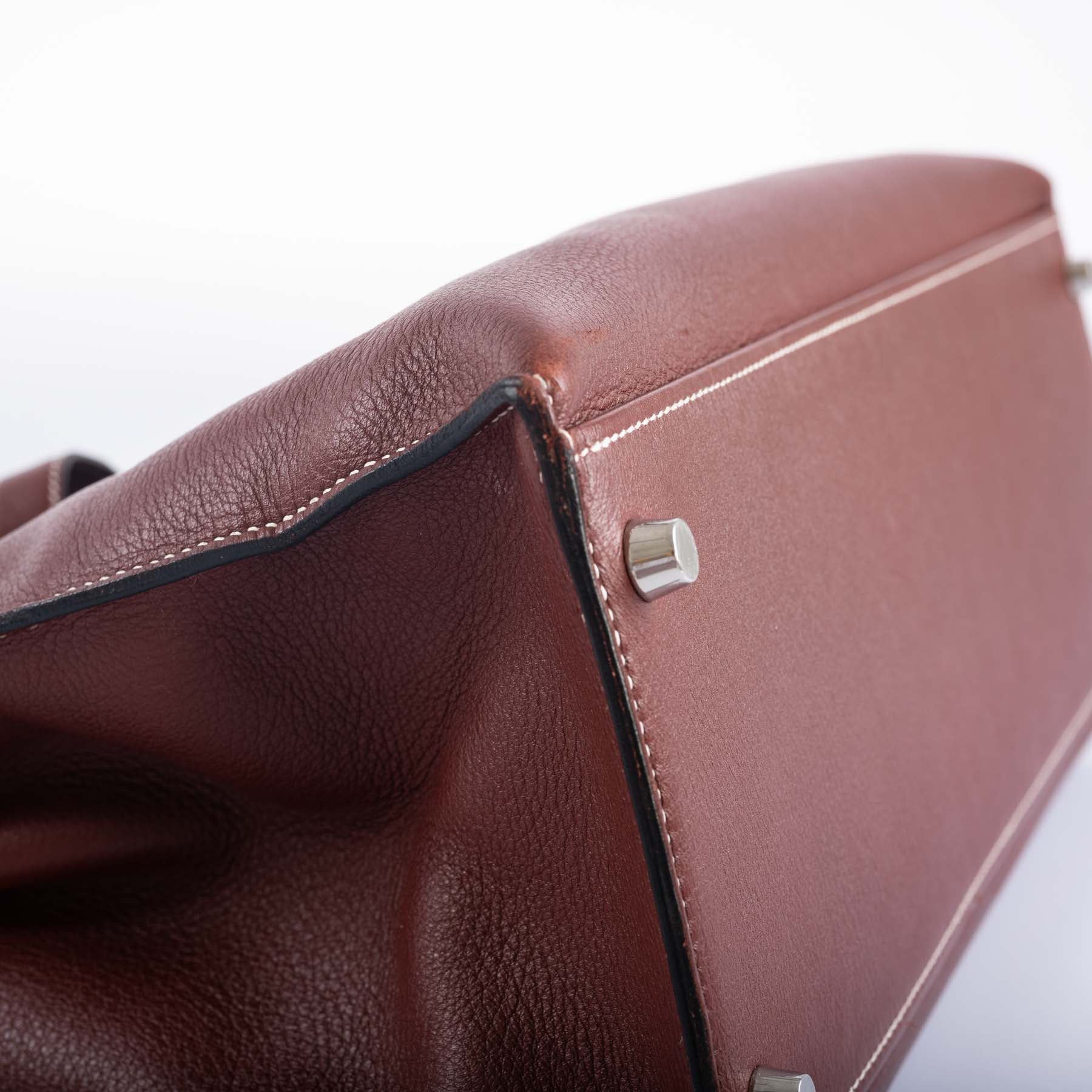 Hermès Kelly Flat 35 Rouge H Swift Palladium Hardware