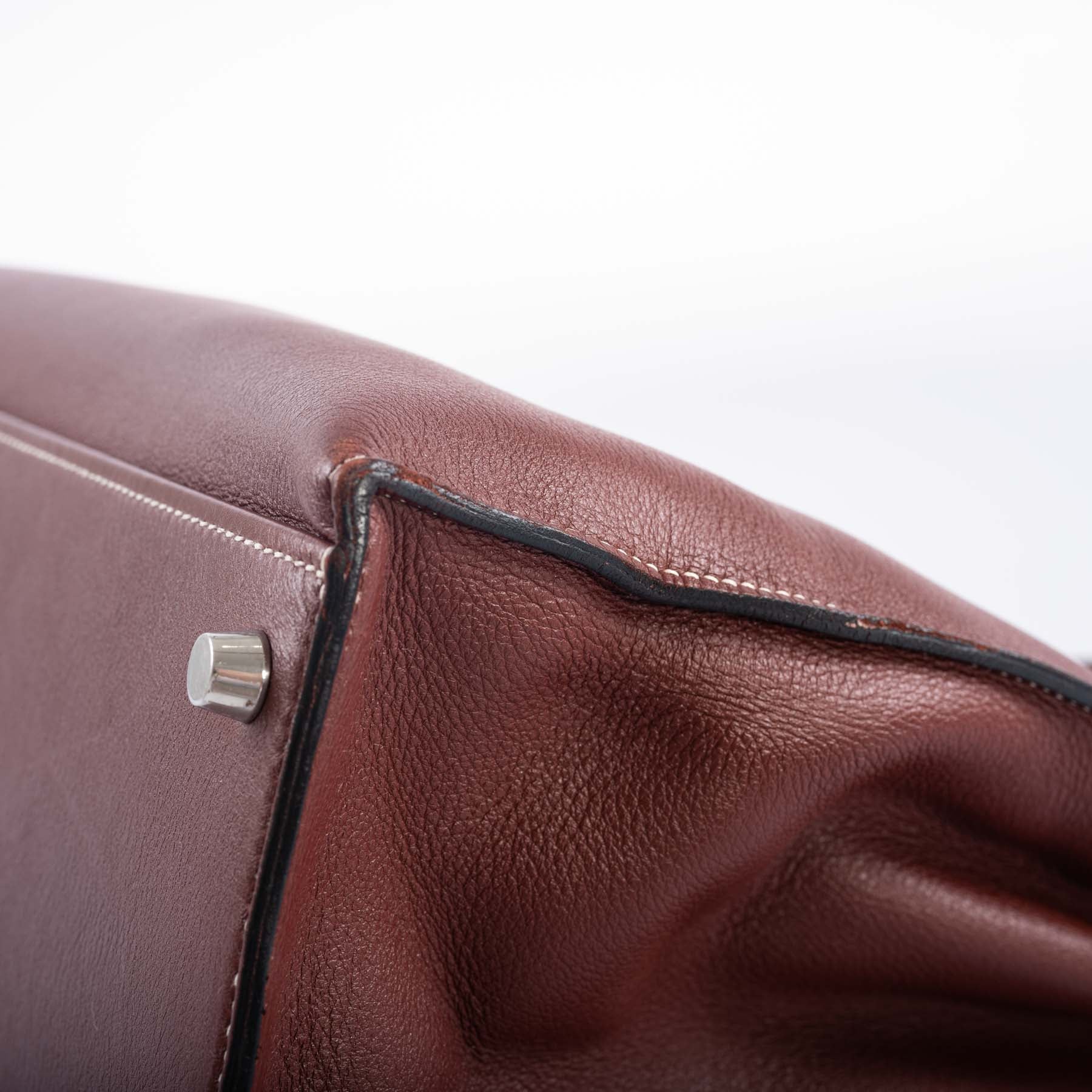 Hermès Kelly Flat 35 Rouge H Swift Palladium Hardware