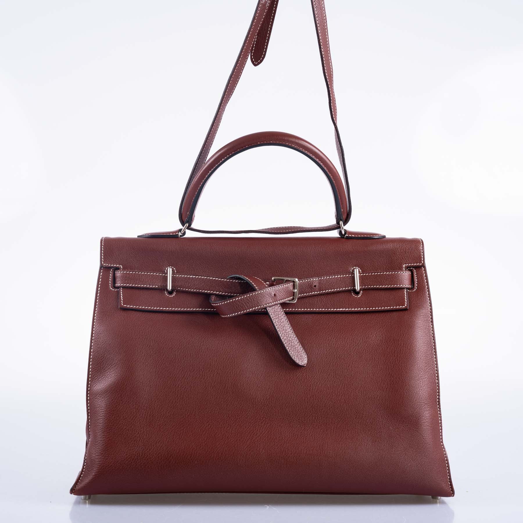 Hermès Kelly Flat 35 Rouge H Swift Palladium Hardware