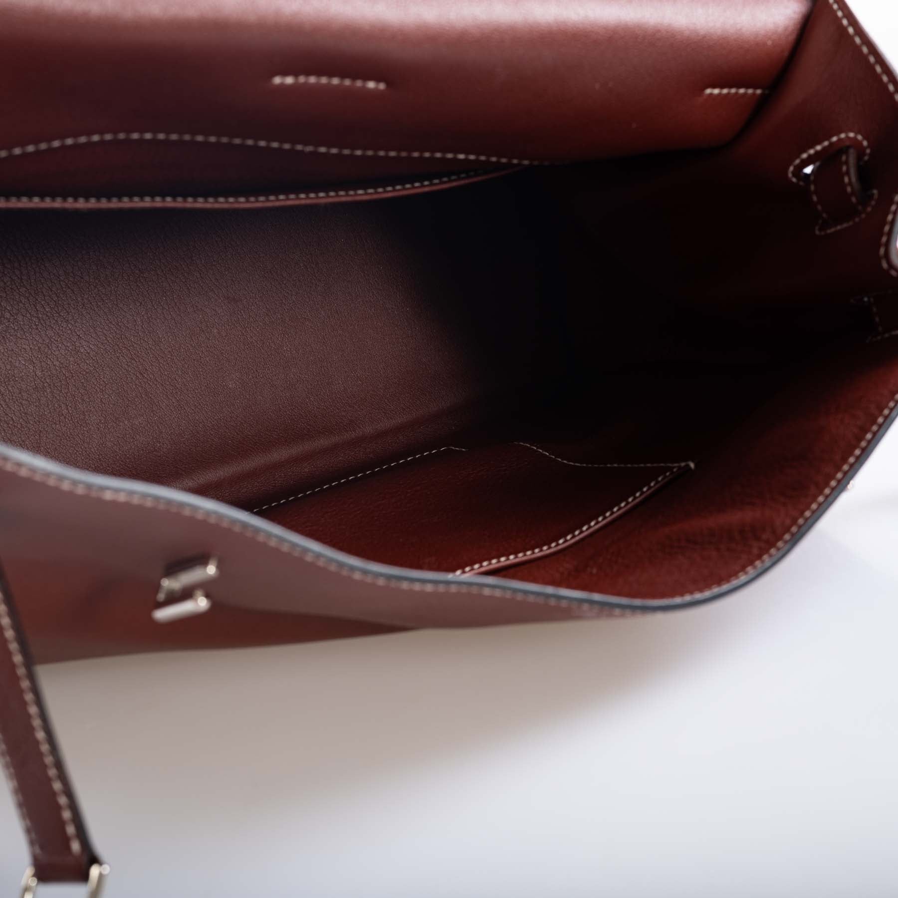 Hermès Kelly Flat 35 Rouge H Swift Palladium Hardware