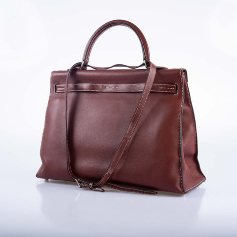 Hermès Kelly Flat 35 Rouge H Swift Palladium Hardware