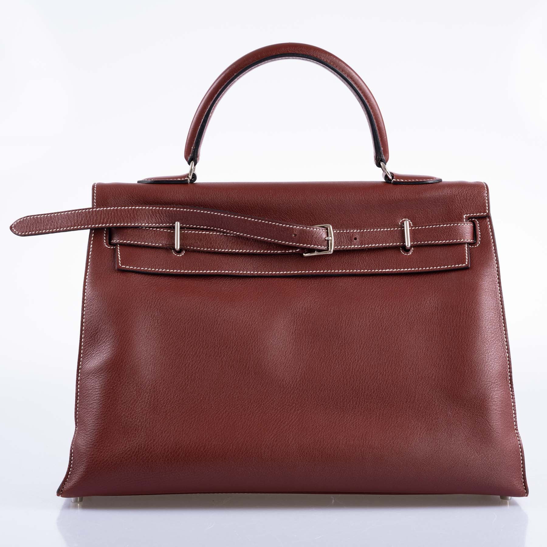 Hermès Kelly Flat 35 Rouge H Swift Palladium Hardware