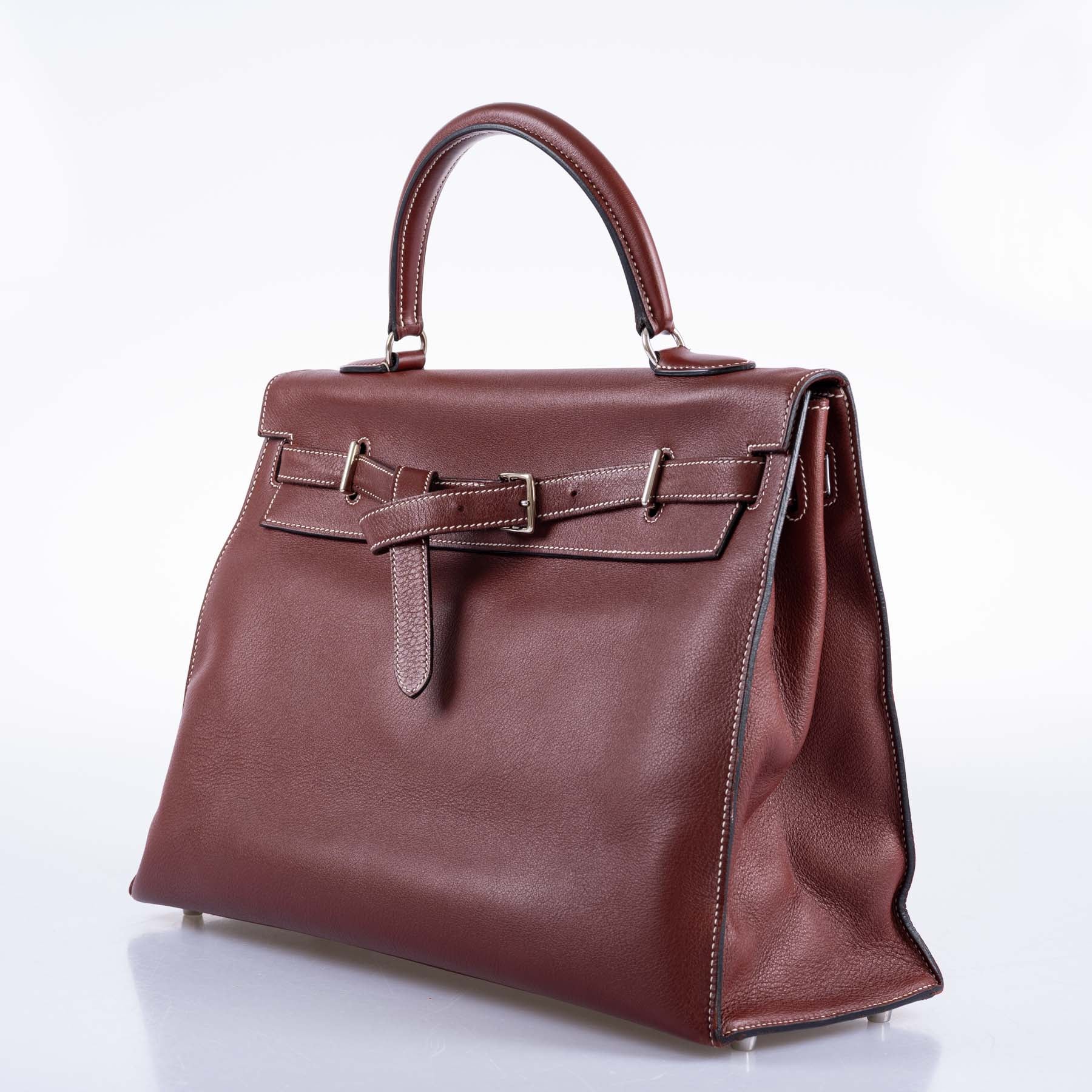Hermès Kelly Flat 35 Rouge H Swift Palladium Hardware