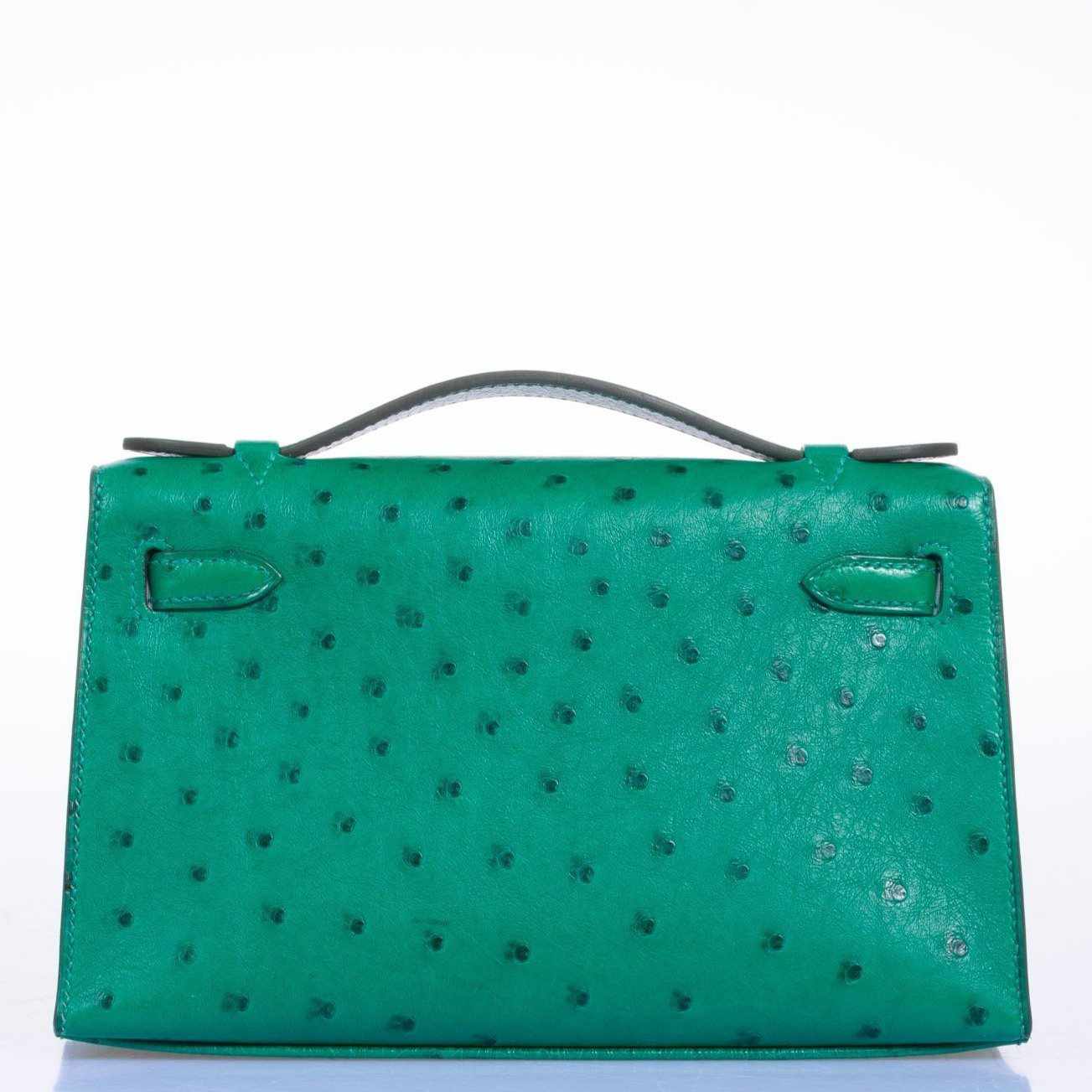 Hermès Kelly JPG Pochette Vert Vertigo Ostrich Gold Hardware