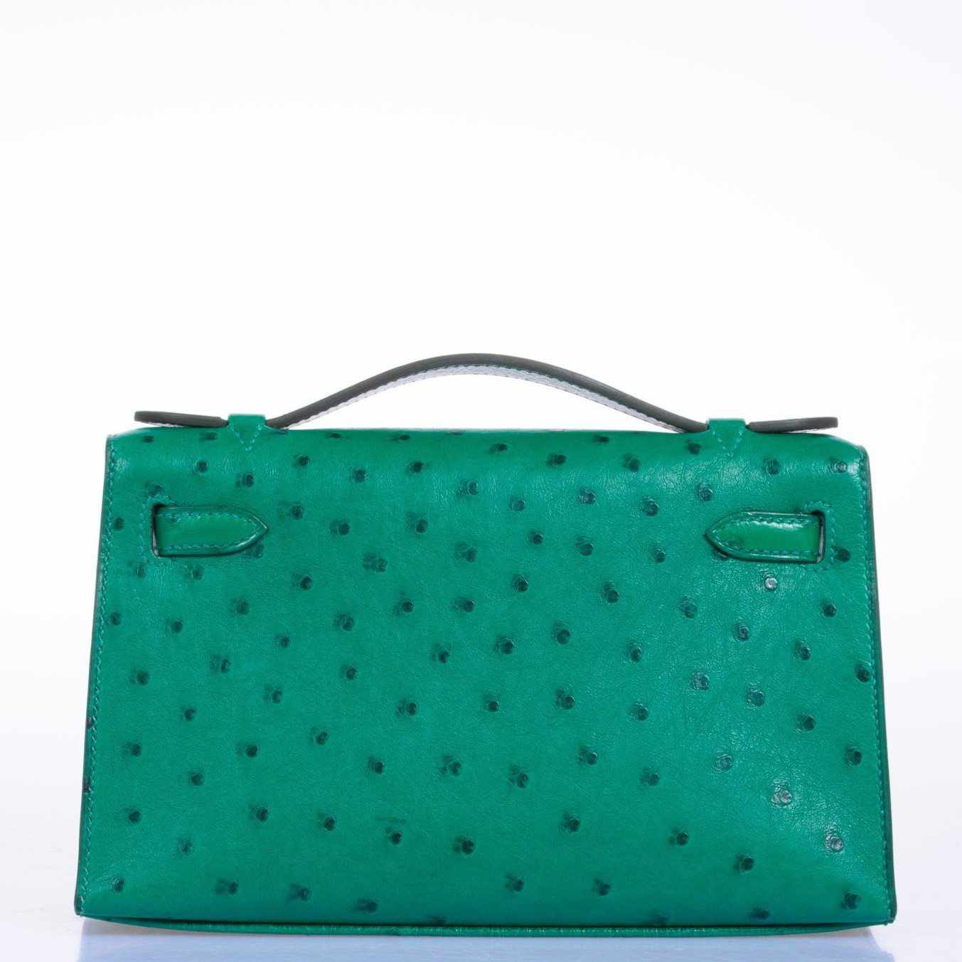 Hermès Kelly JPG Pochette Vert Vertigo Ostrich Gold Hardware