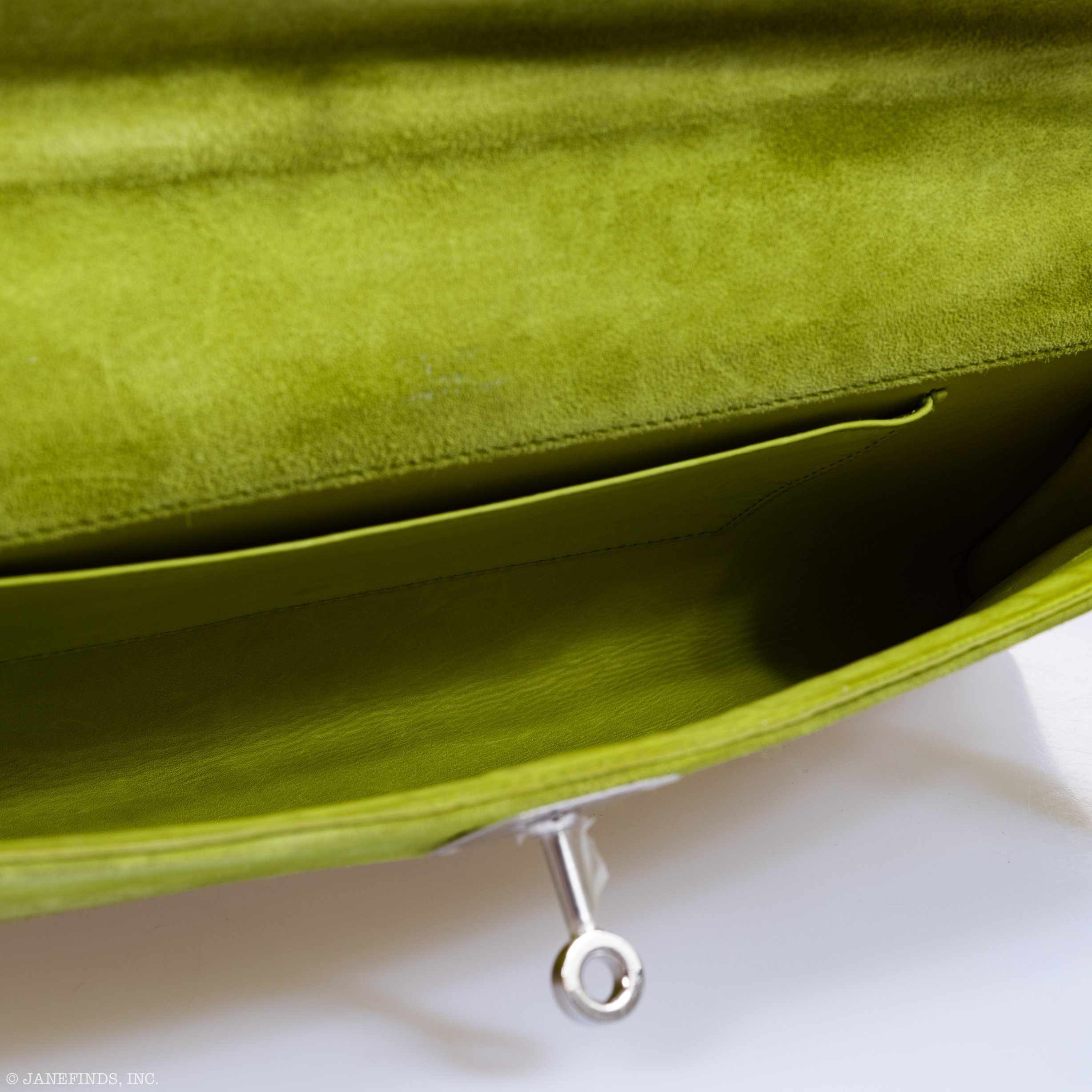 Hermès Kelly Longue Apple Green Suede Palladium Hardware