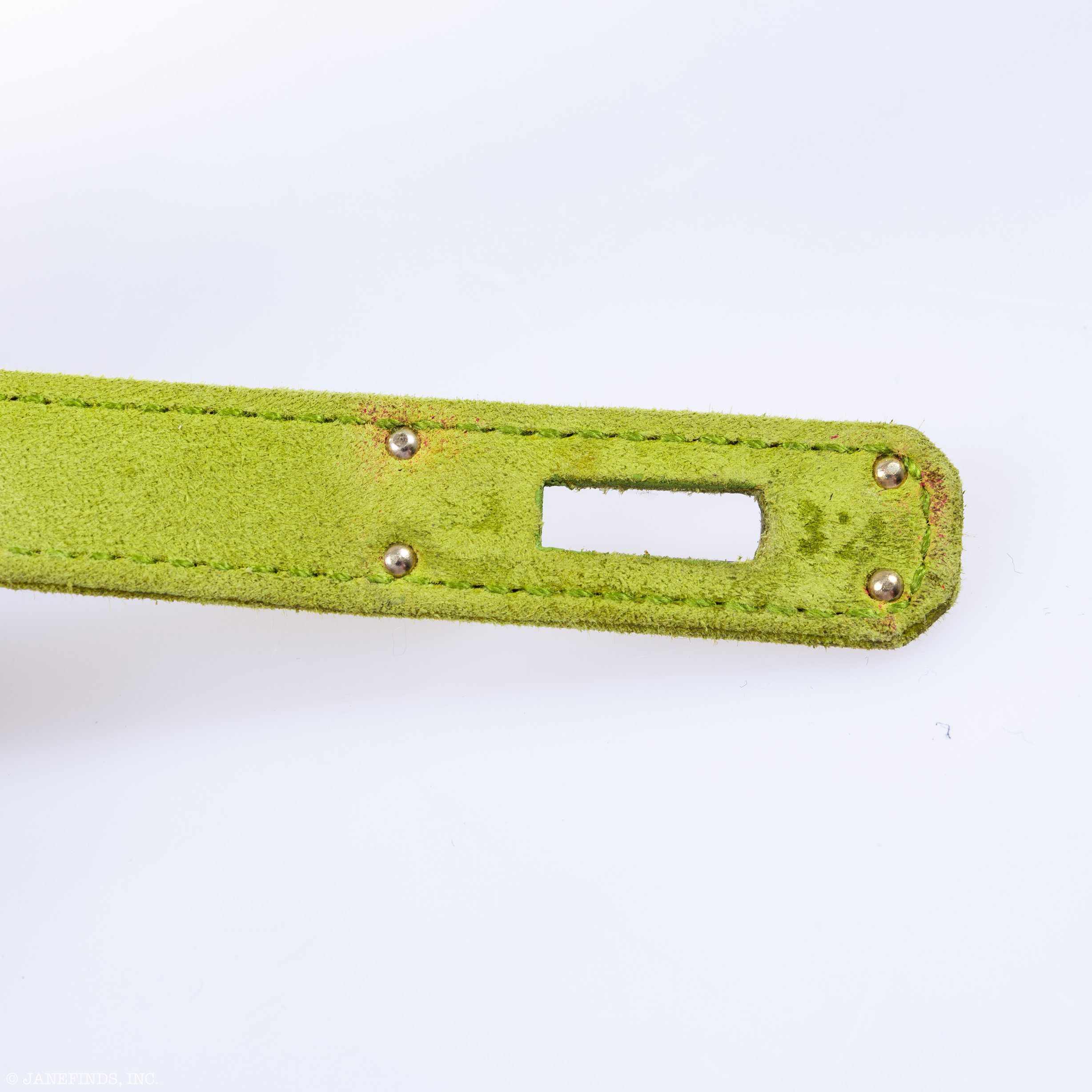 Hermès Kelly Longue Apple Green Suede Palladium Hardware
