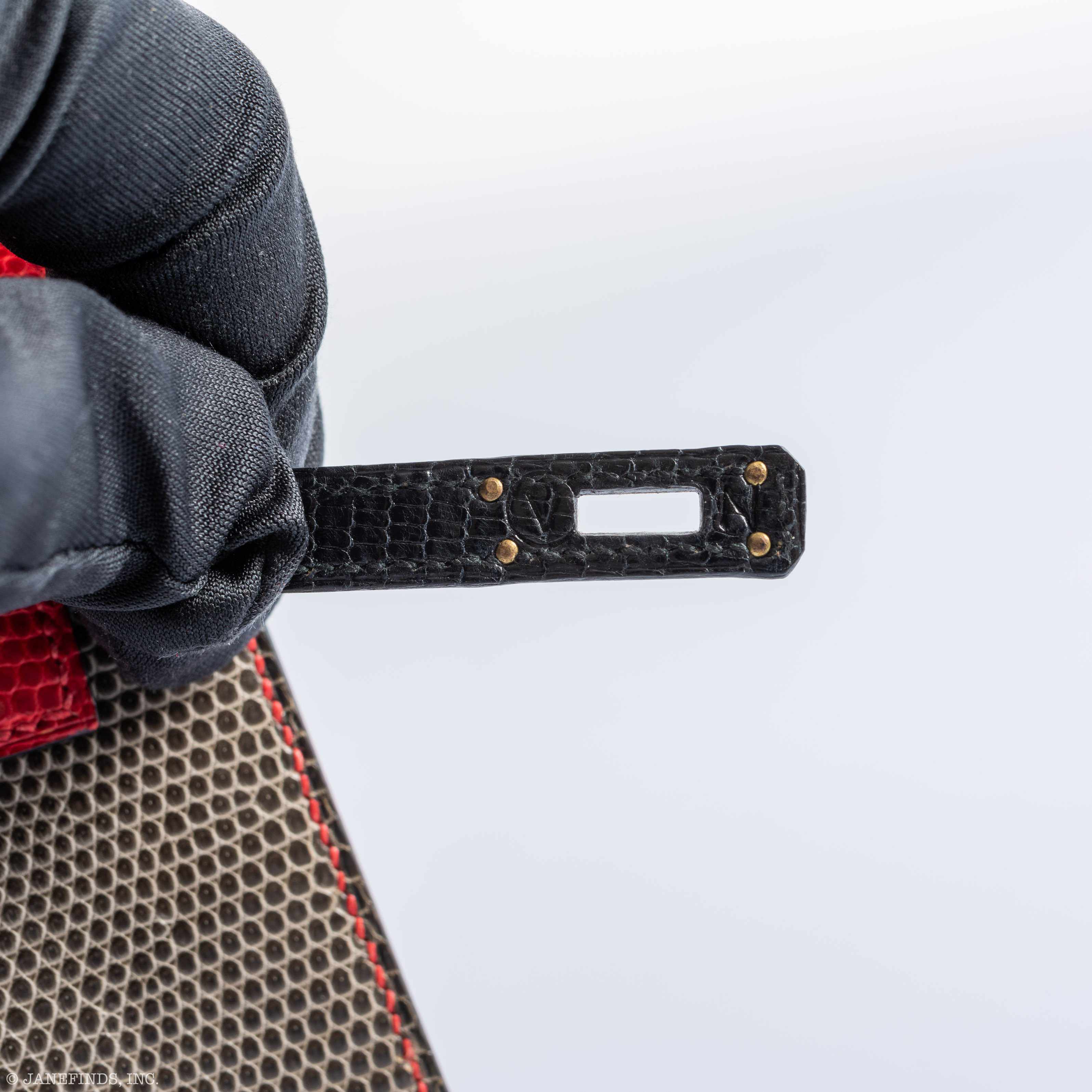 Hermès Kelly Micro Mini Sellier 15 Rouge Vif, Gris Fonce & Noir Lizard Gold Hardware - 1992