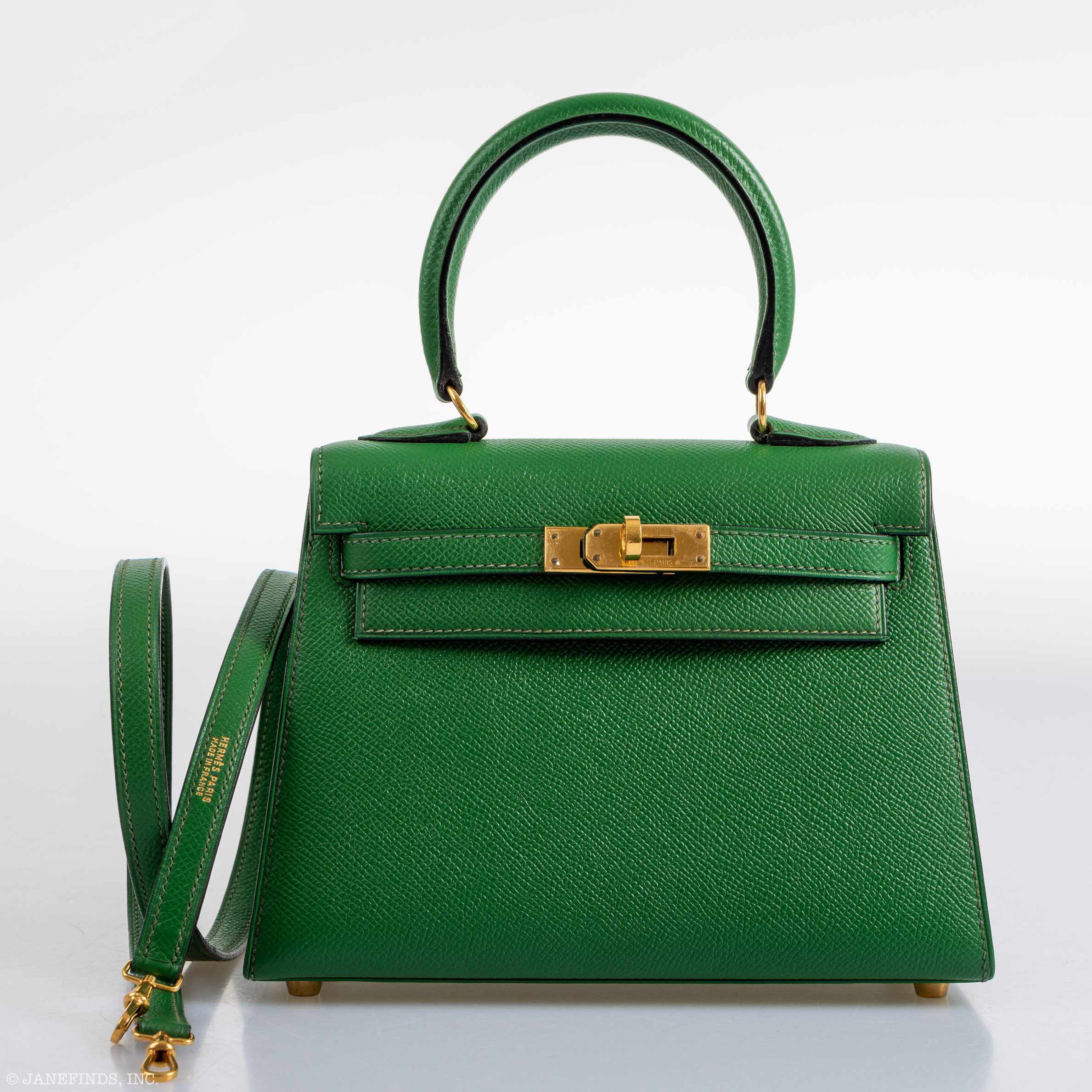 Hermès Kelly Mini 20 Sellier Vert Clair Epsom Gold Hardware