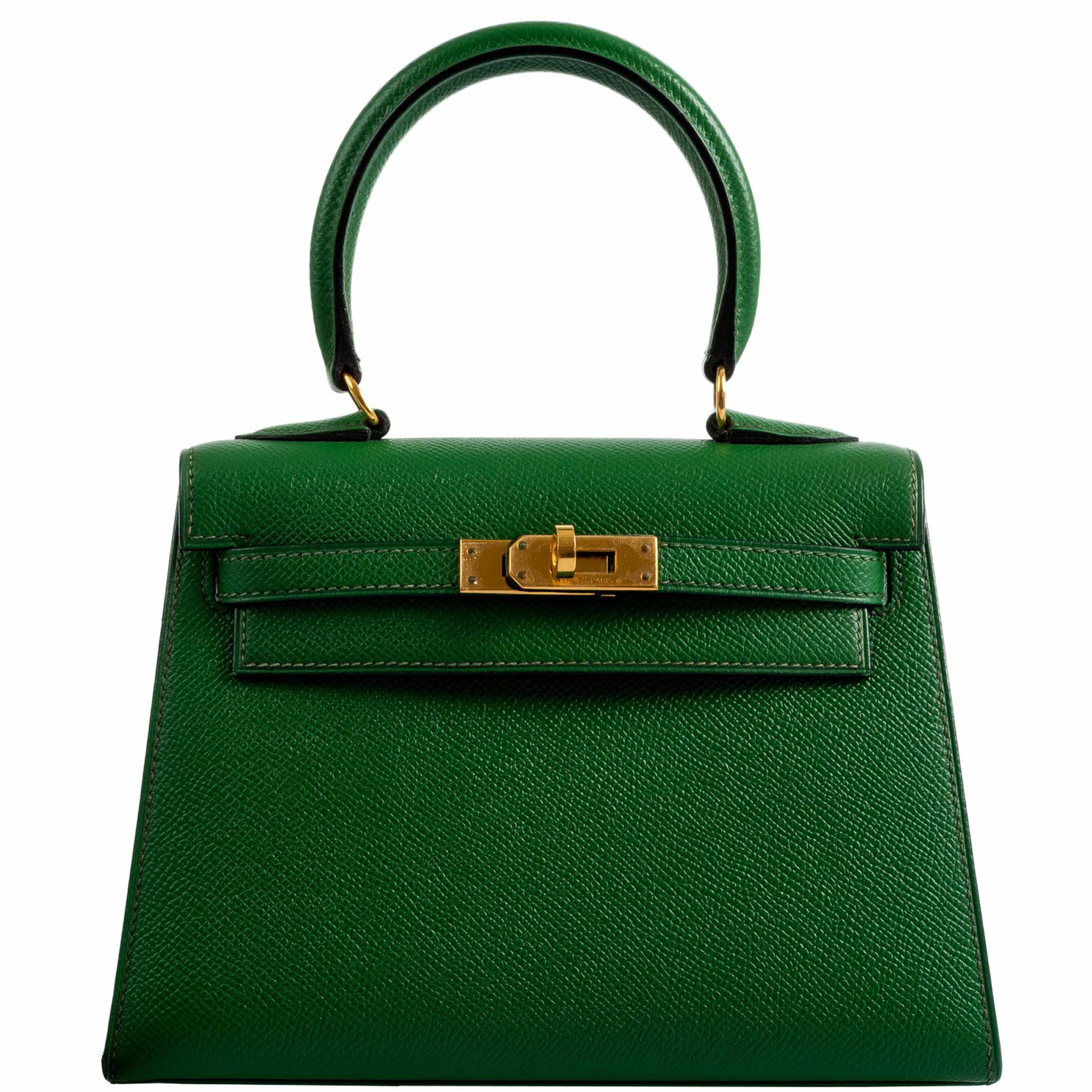 Hermes Kelly Bag Epsom Leather Gold Hardware In Green