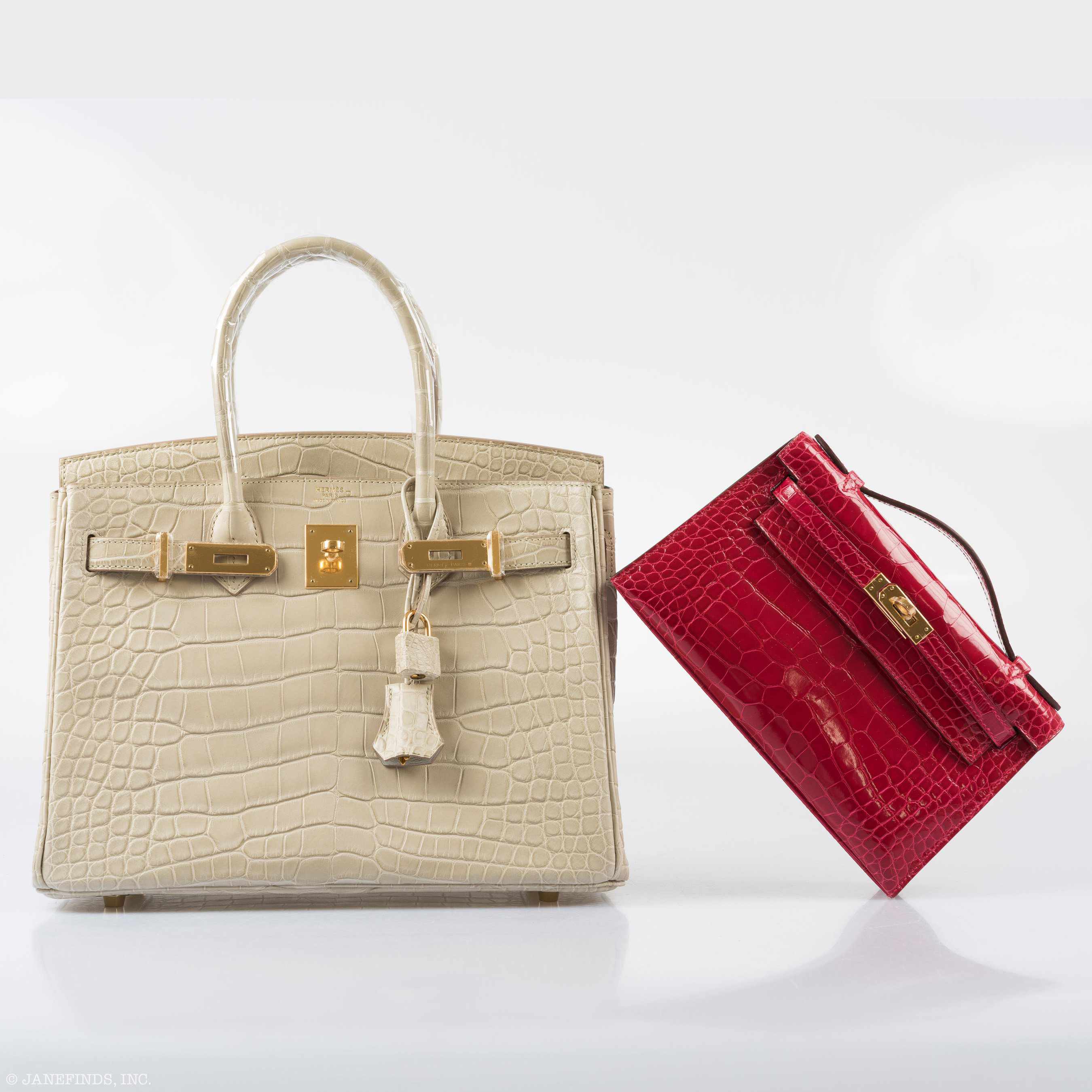 Hermès Kelly Mini Pochette Braise Shiny Alligator Gold Hardware