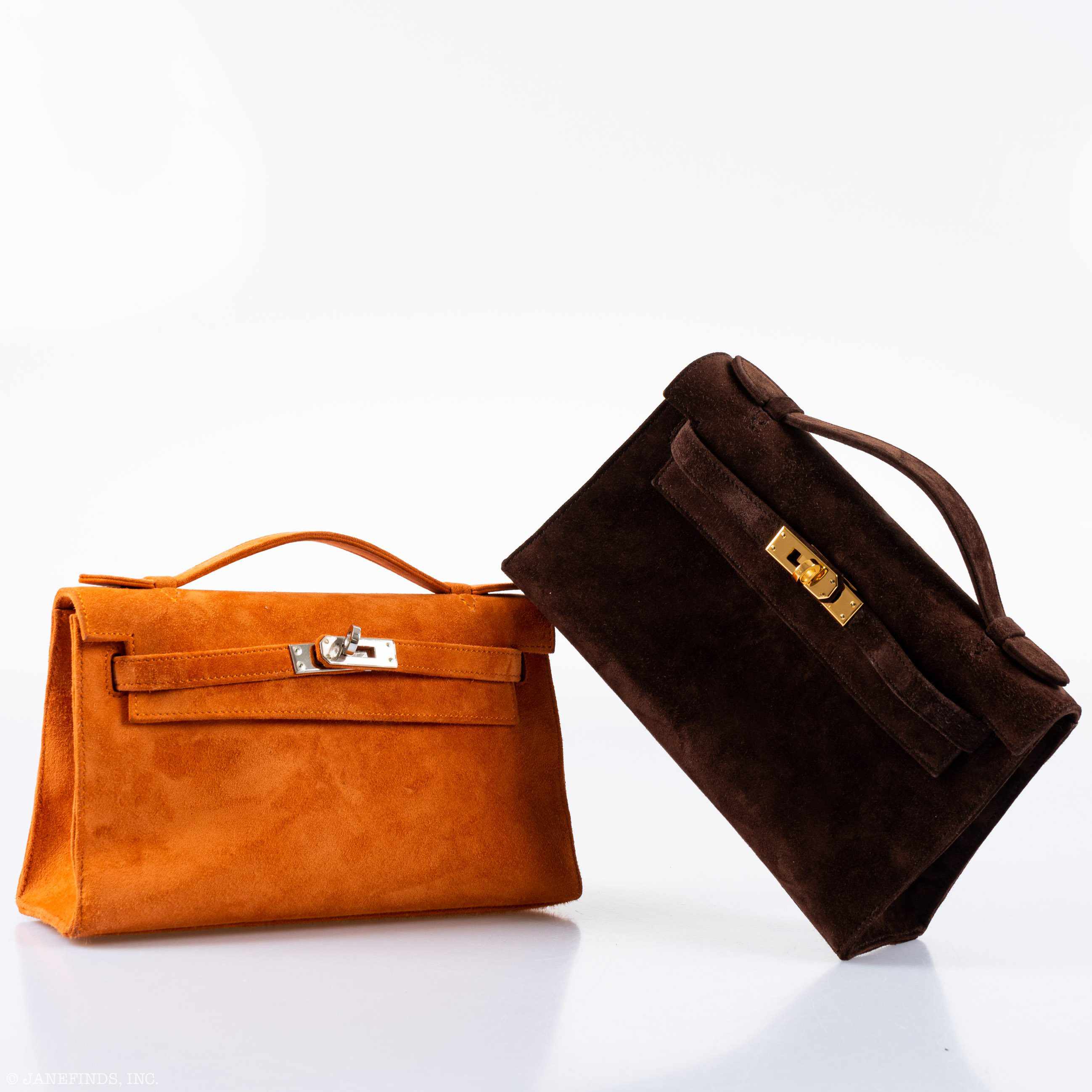 Hermès Kelly Mini Pochette Orange Veau Doblis Suede Palladium Hardware