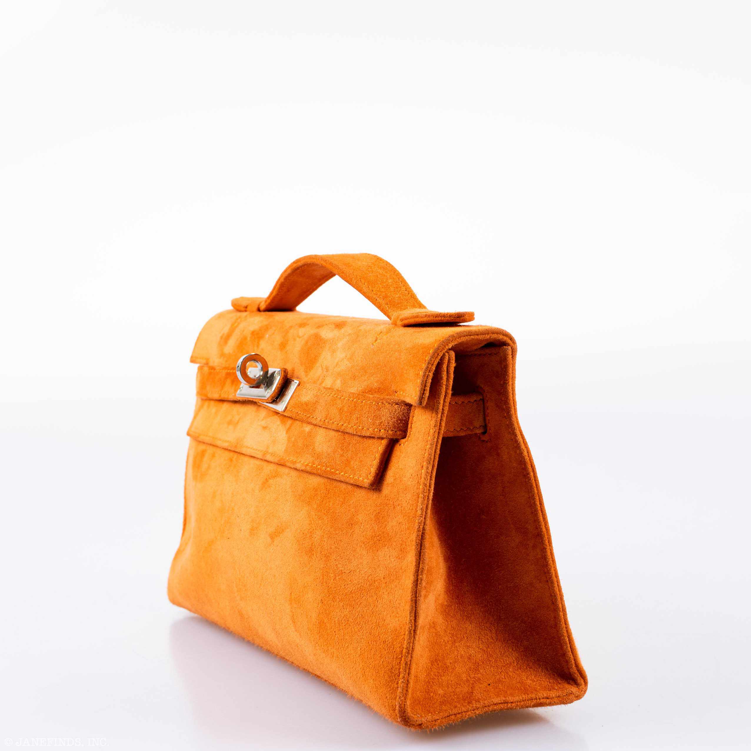 Hermès Kelly Mini Pochette Orange Veau Doblis Suede Palladium Hardware