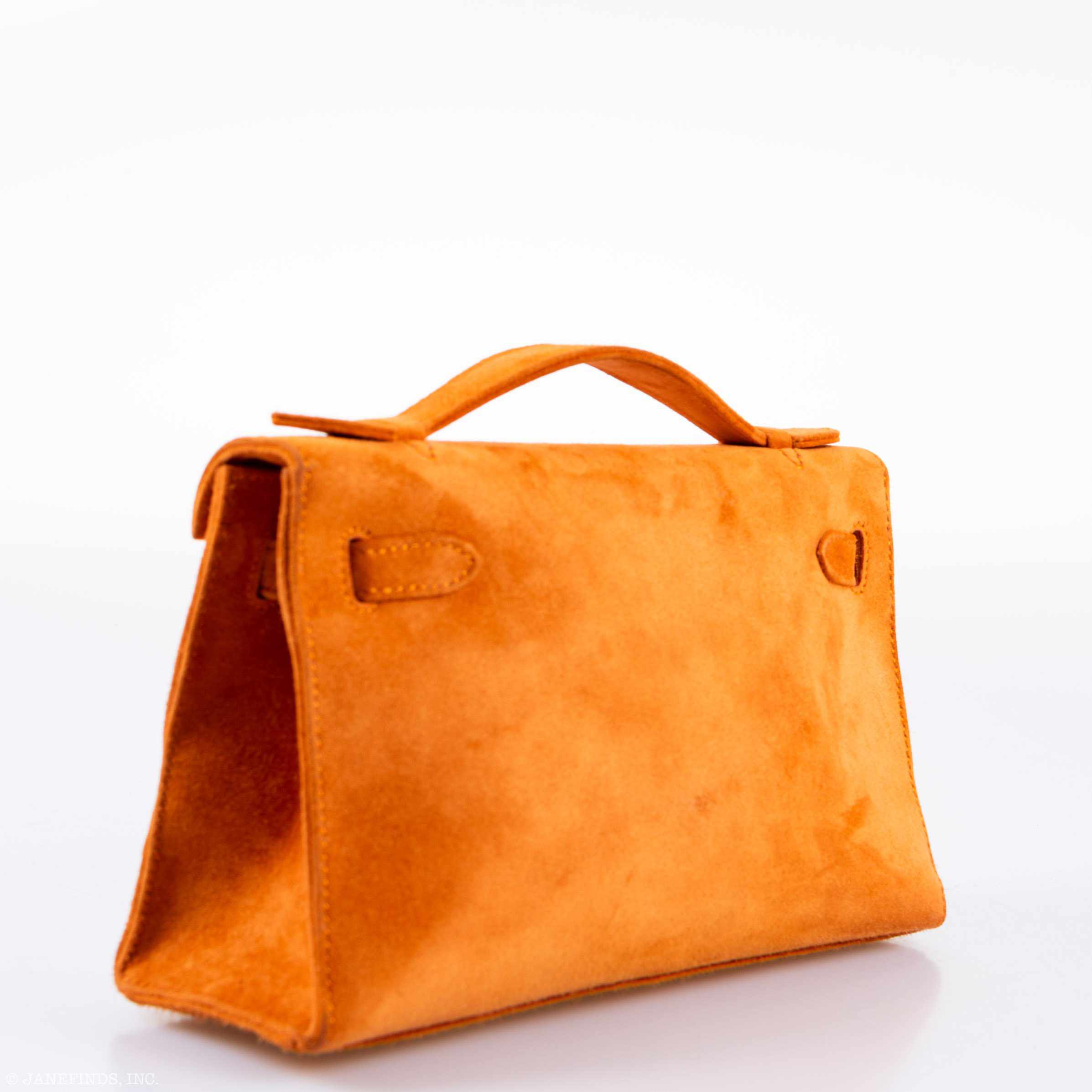 Hermès Kelly Mini Pochette Orange Veau Doblis Suede Palladium Hardware