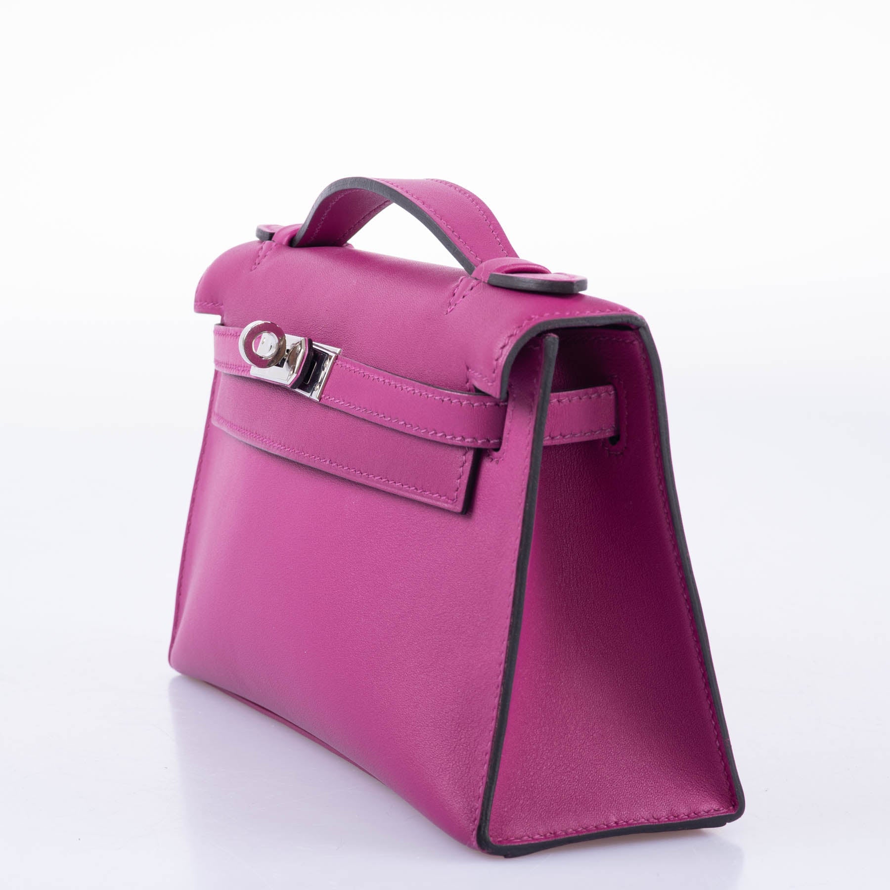 Hermès Kelly Mini Pochette Rose Pourpre Swift Palladium Hardware