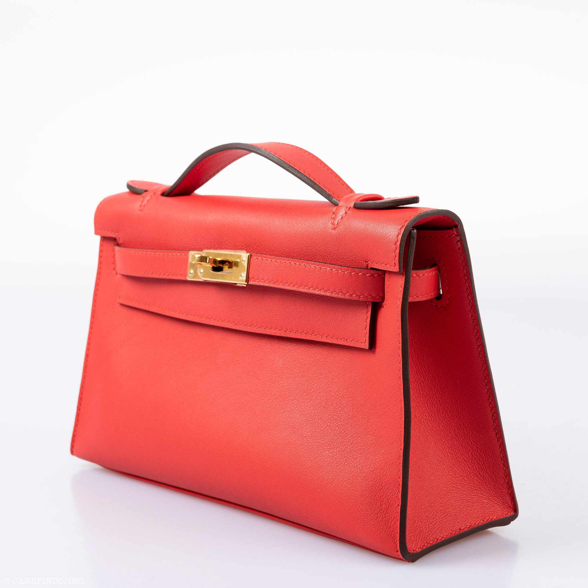 Hermès Kelly Mini Pochette Rouge Tomate Swift Gold Hardware