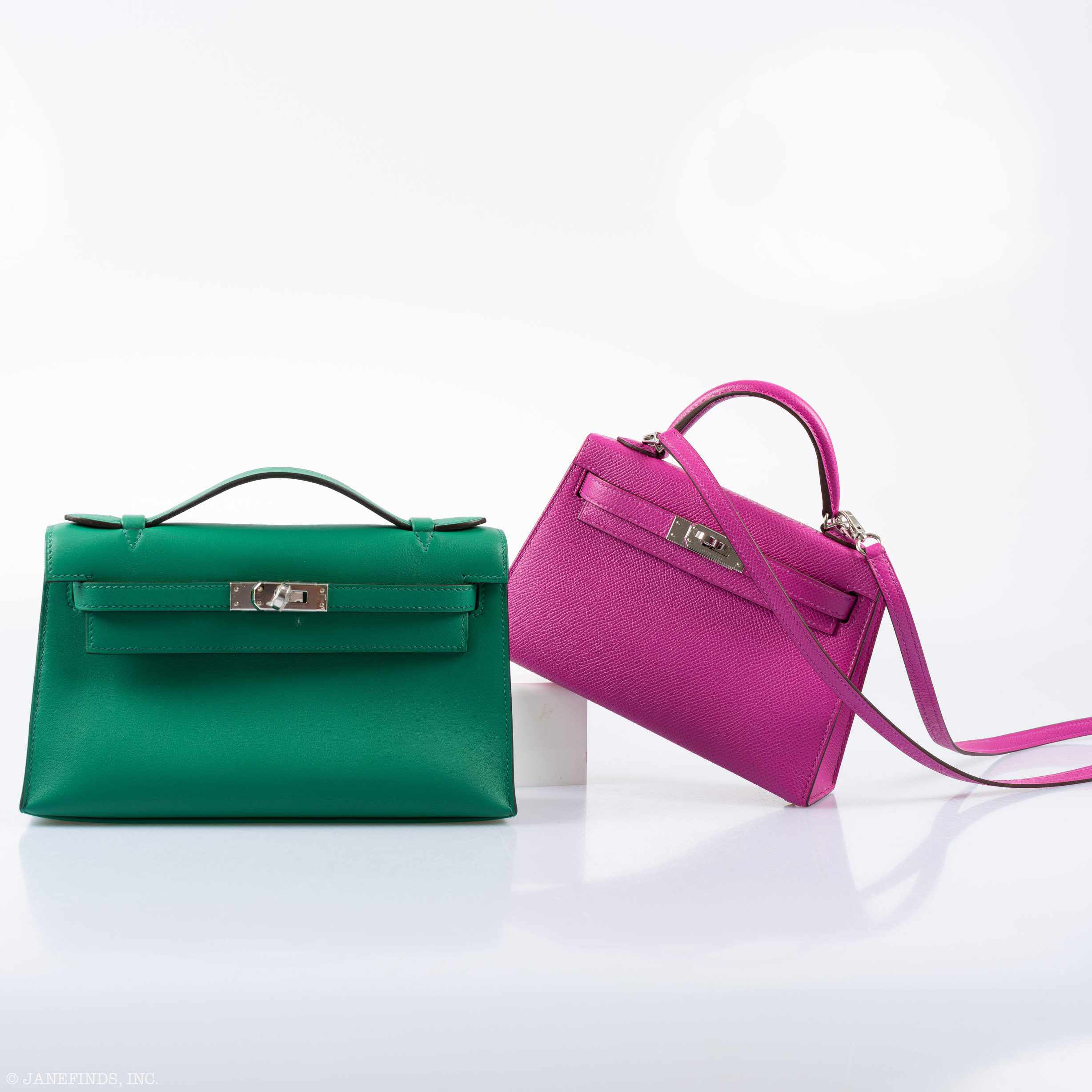 Hermès Kelly Mini Pochette Vert Vertigo Swift Palladium Hardware
