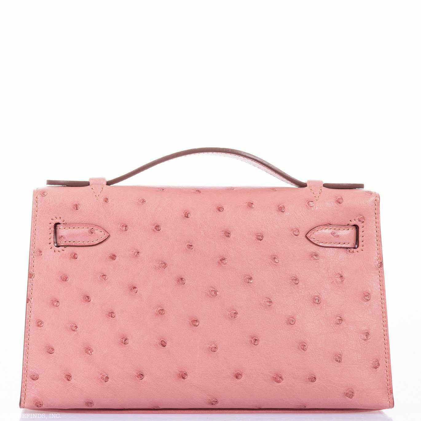 Hermès Kelly Ostrich Terre Cuite Clutch Pochette Palladium Hardware