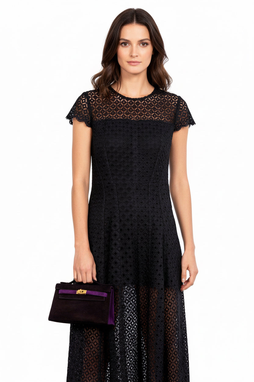 Hermès Kelly Pochette Bicolor Black Violet Veau Doblis Suede Gold Hardware