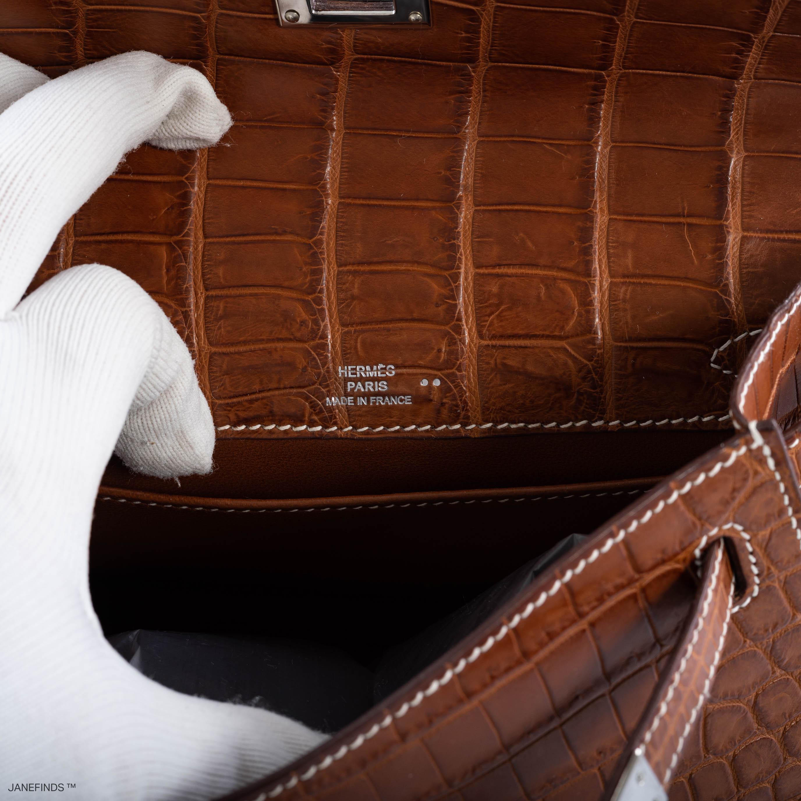Hermès Kelly Pochette Fauve Nilo Crocodile Palladium Hardware - J Square, 2006