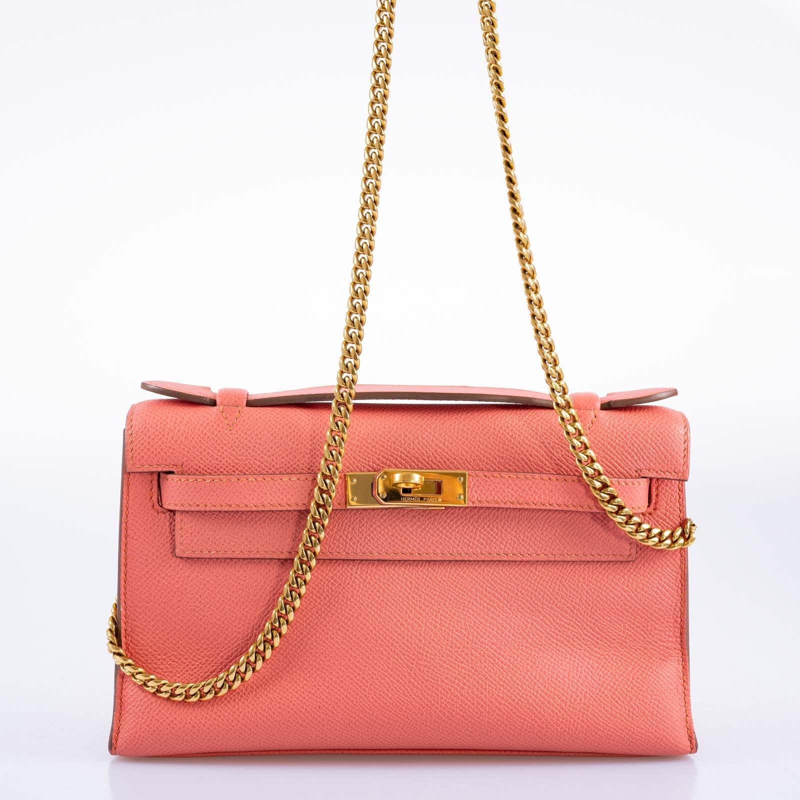 Hermès Kelly Pochette Flamingo Epsom Gold Hardware