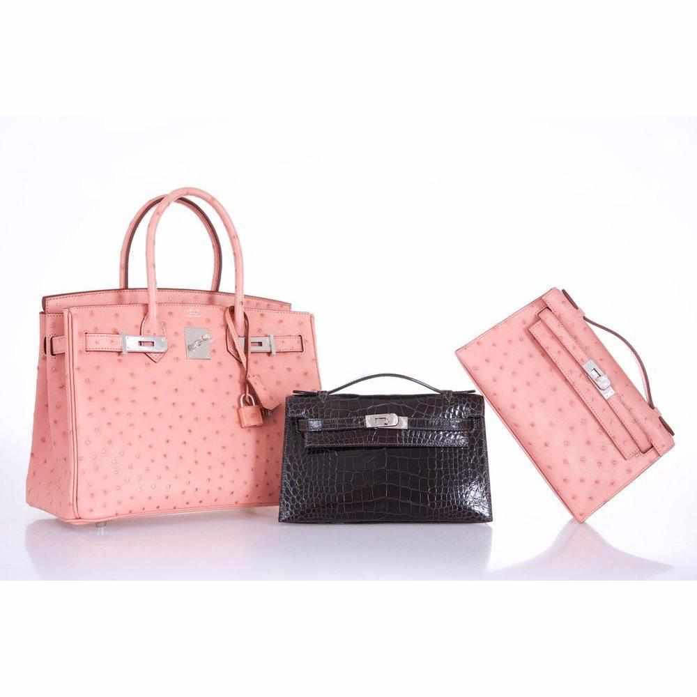 Hermès Kelly Pochette Graphite Alligator Palladium Hardware