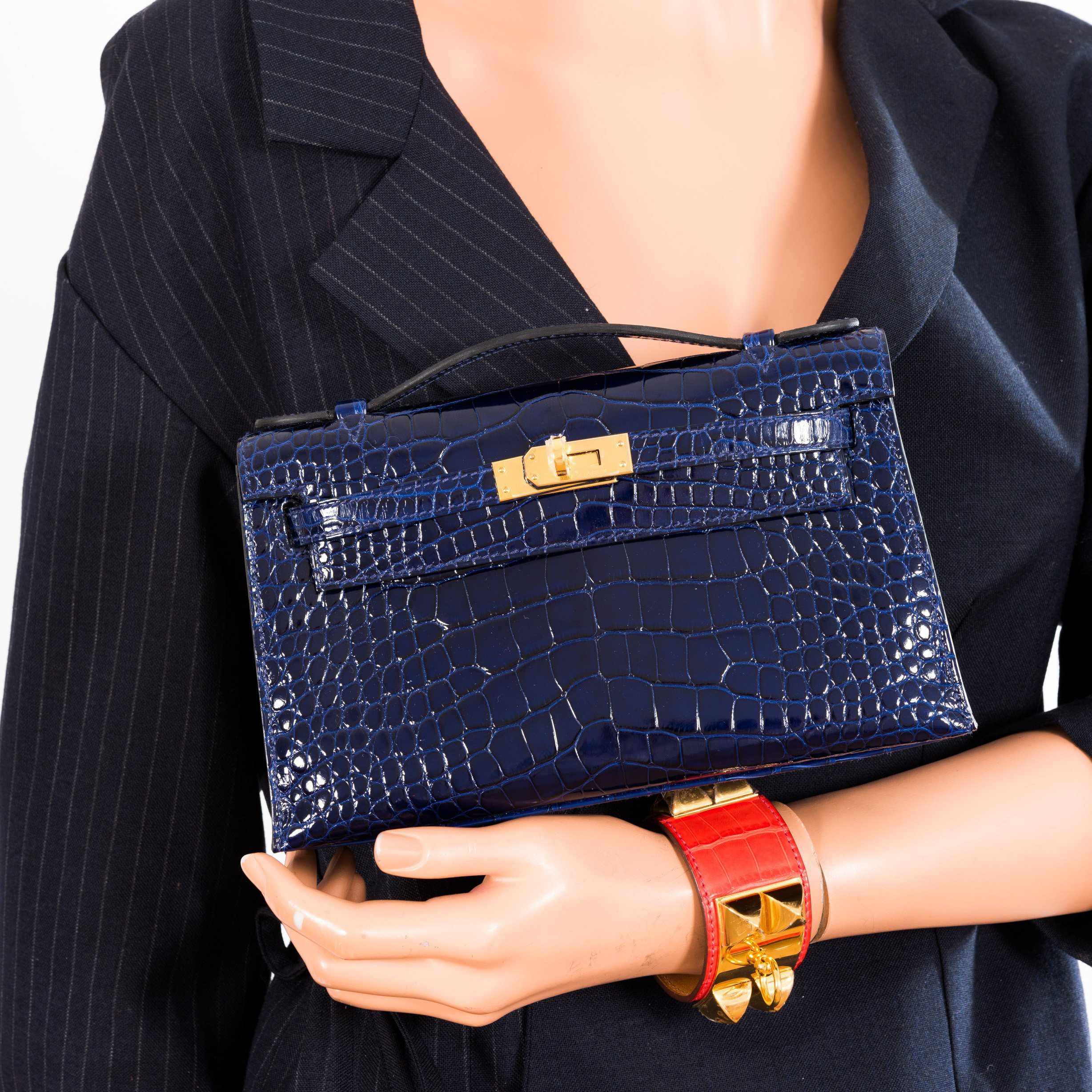 Hermès Kelly Pochette JPG Blue Sapphire Alligator Gold Hardware - Limited