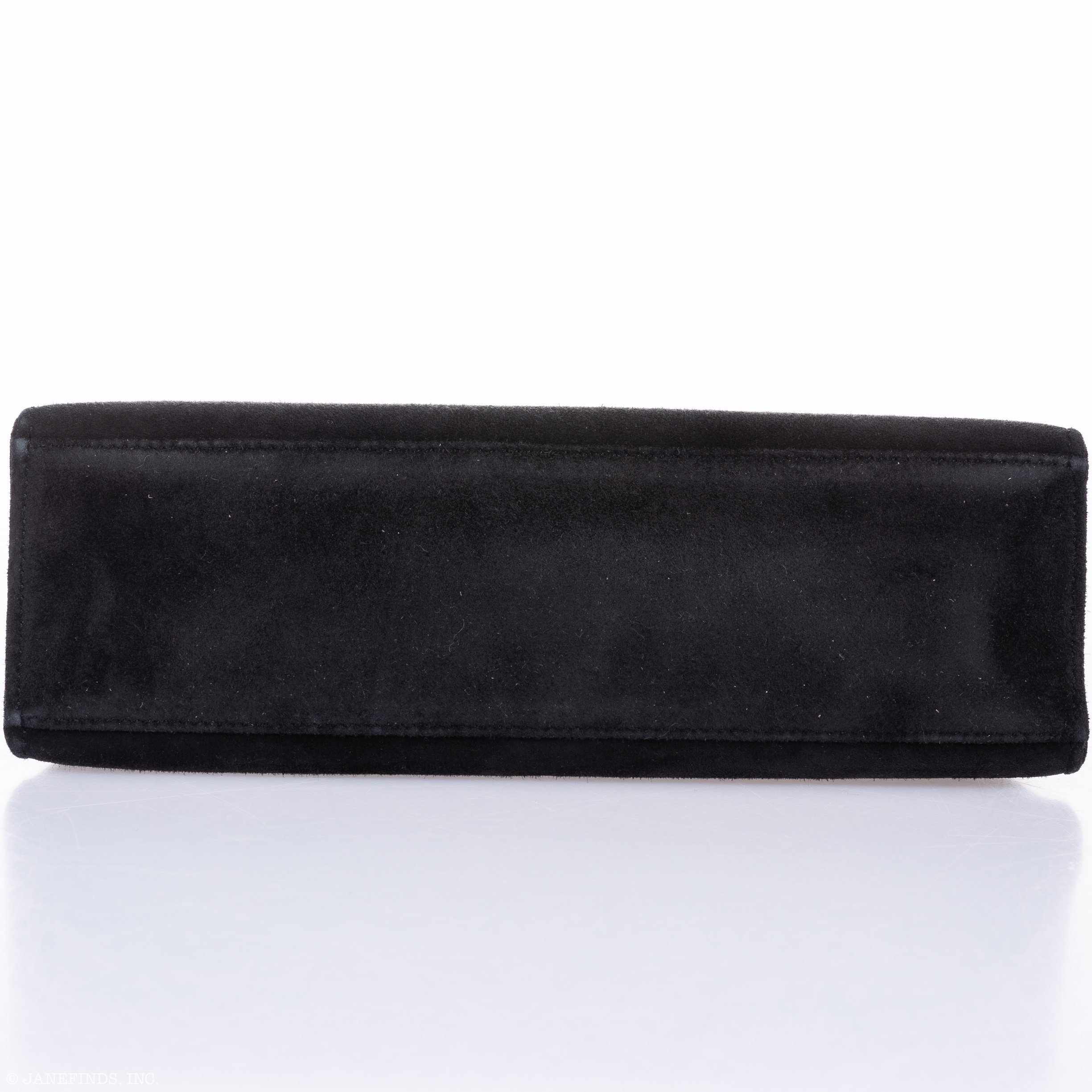 Hermès Kelly Pochette Noir Veau Doblis Suede Palladium Hardware