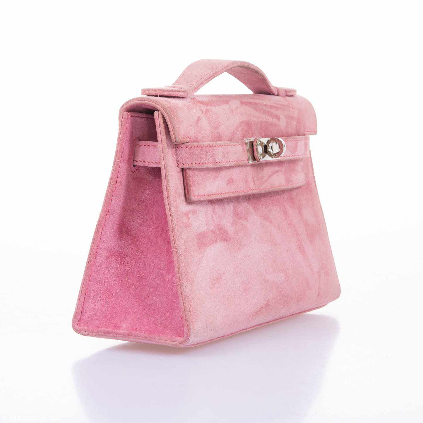 Hermès Kelly Pochette Pink Veau Doblis Suede with Palladium Hardware