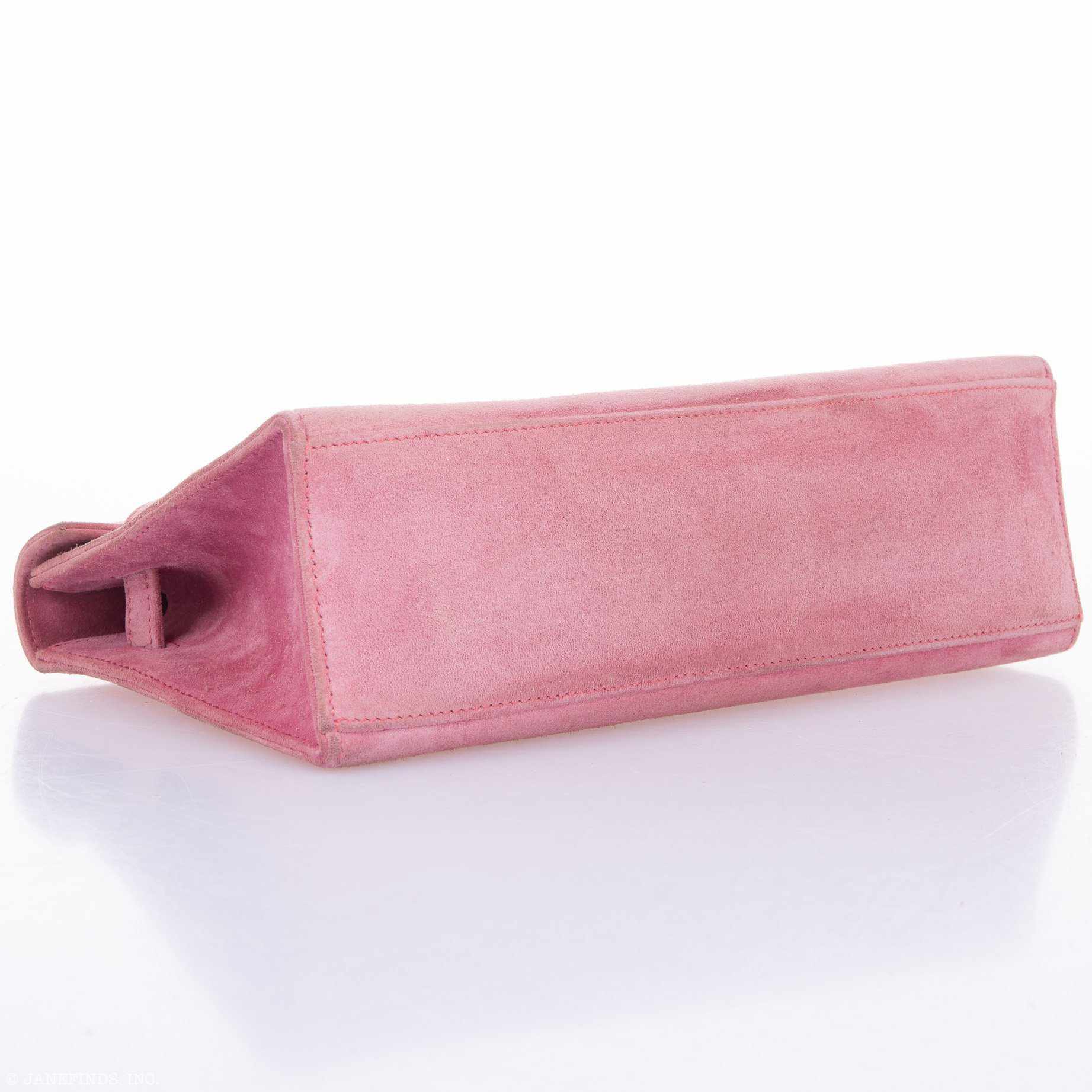 Hermès Kelly Pochette Pink Veau Doblis Suede with Palladium Hardware
