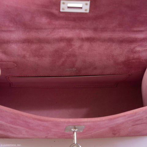 Hermès Kelly Pochette Pink Veau Doblis Suede with Palladium Hardware