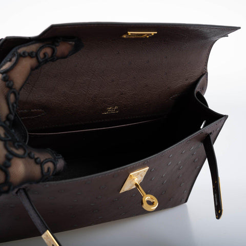 Hermès Kelly Pochette Rouge Sellier Ostrich with Gold Hardware - 2021, Z