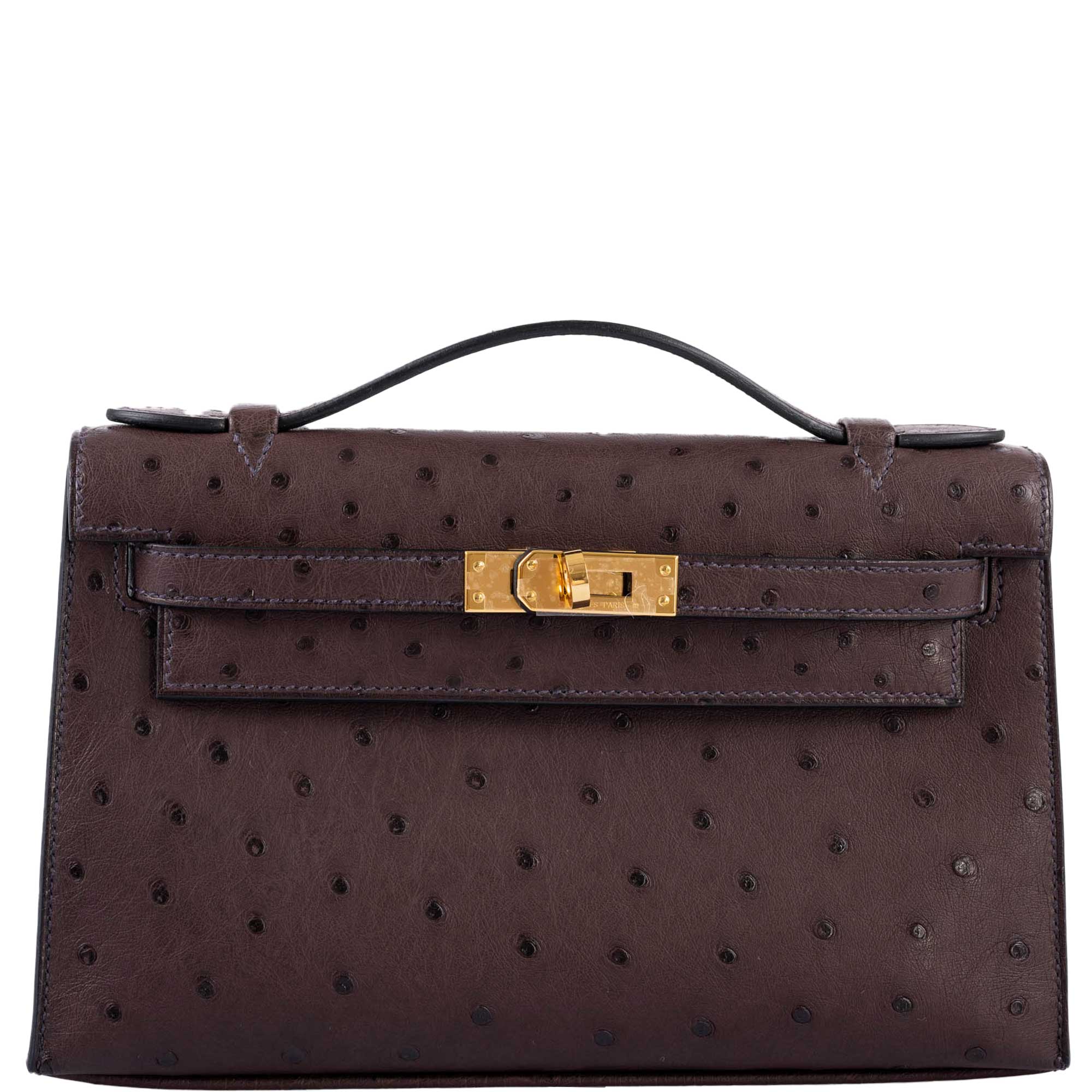 Hermès Kelly Sellier 25 Rouge Ostrich PHW Bag