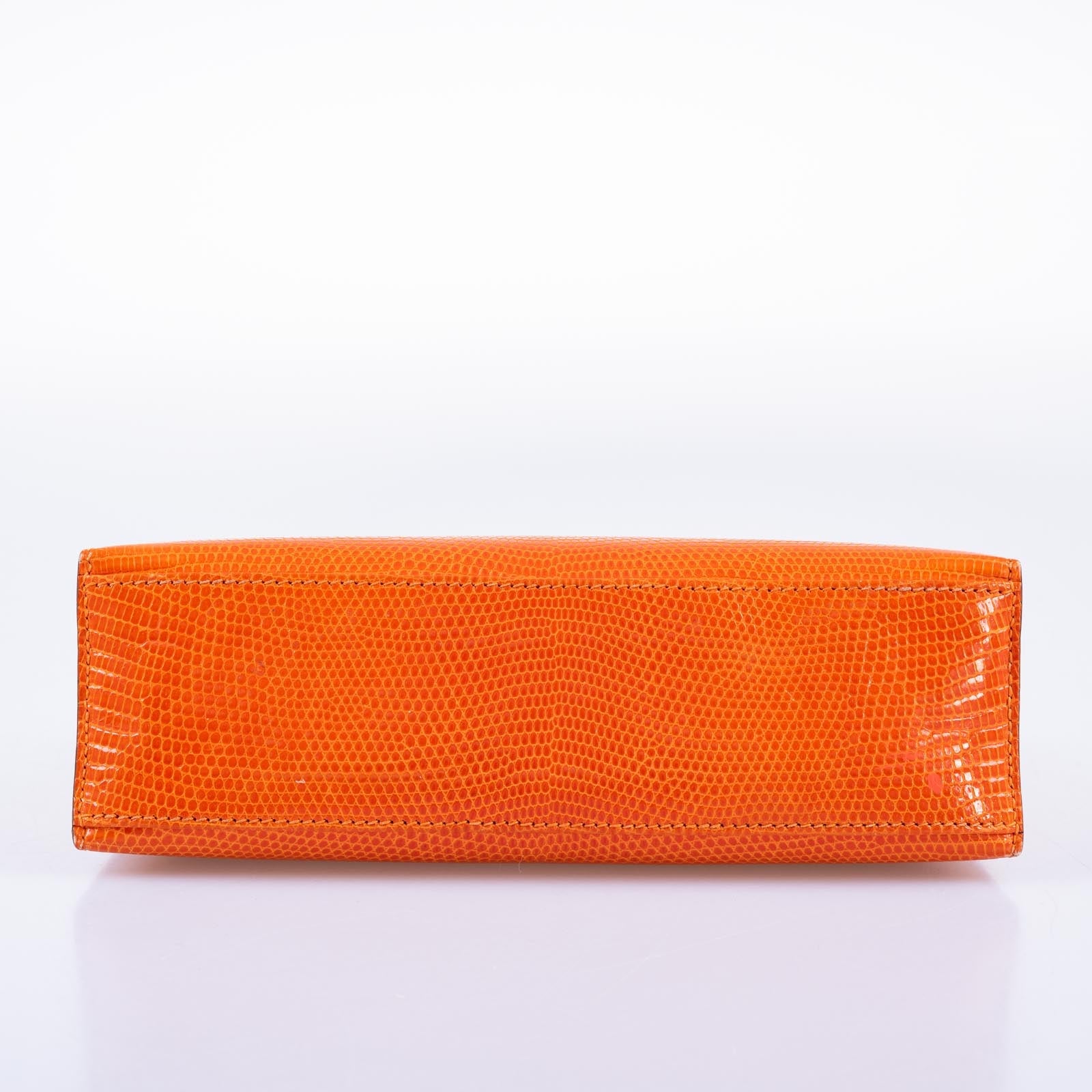 Hermès Kelly Pochette Tangerine Nilo Lizard with Ruthenium Hardware