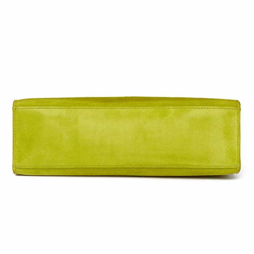 Hermès Kelly Pochette Vert Anis Veau Doblis Suede Palladium Hardware