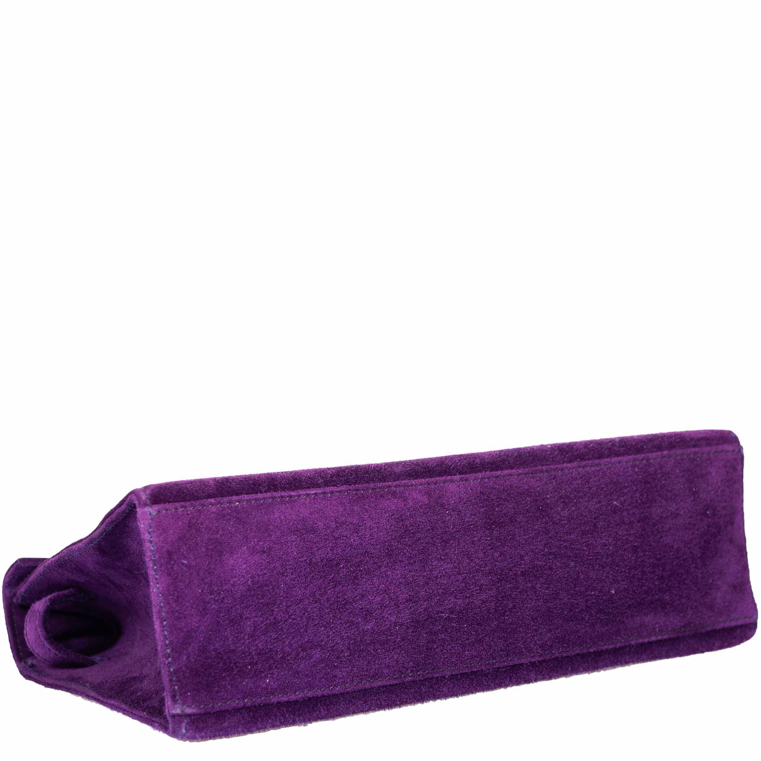 Hermès Kelly Pochette Violet Veau Doblis Suede Gold Hardware